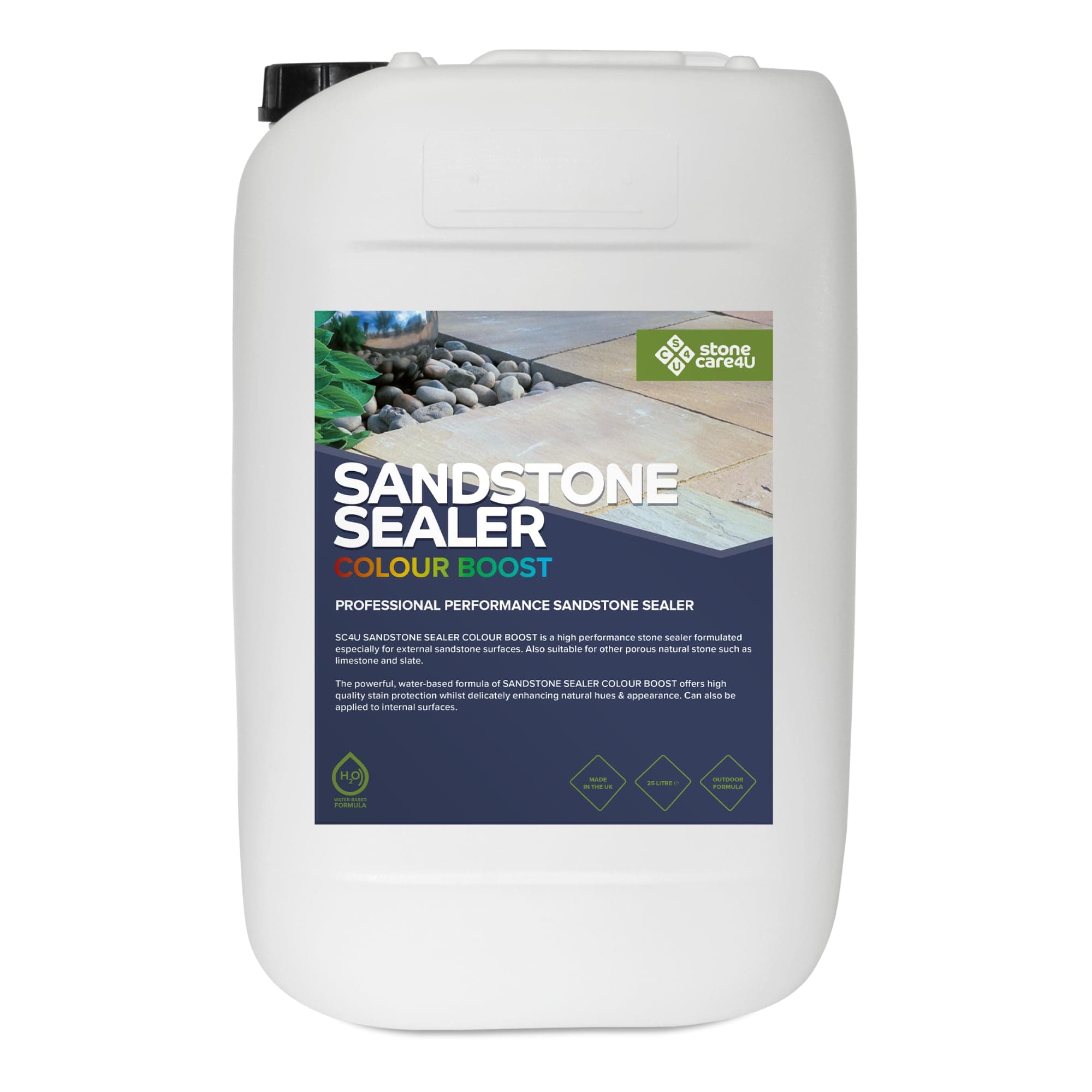 StoneCare4U - Sandstone Sealer Colour Boost - 25L - Colour Enhancement Exterior Natural Stone Sealant for Sandstone, Limestone, Slate & More. Outdoor Clear Sealant for Patio, Drive & Paths