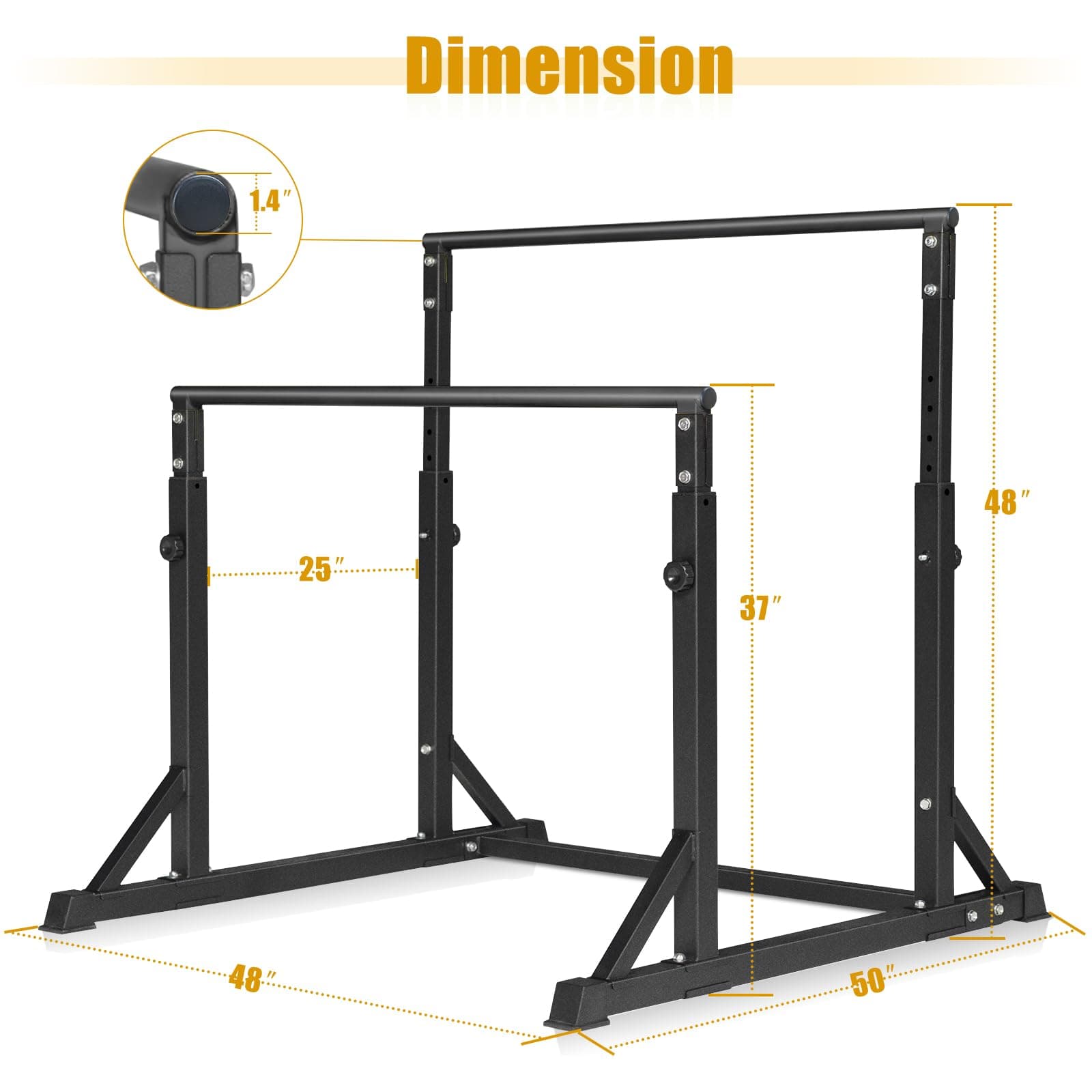 Bongkim Dip Bar, Heavy Duty Dip Station with 7 Height Levels, 800lbs Adjustable Parallel Bars for Tricep Dips Pull-Ups L-Sits Calisthenics Exercises Strength Training for Home Gym Outdoor