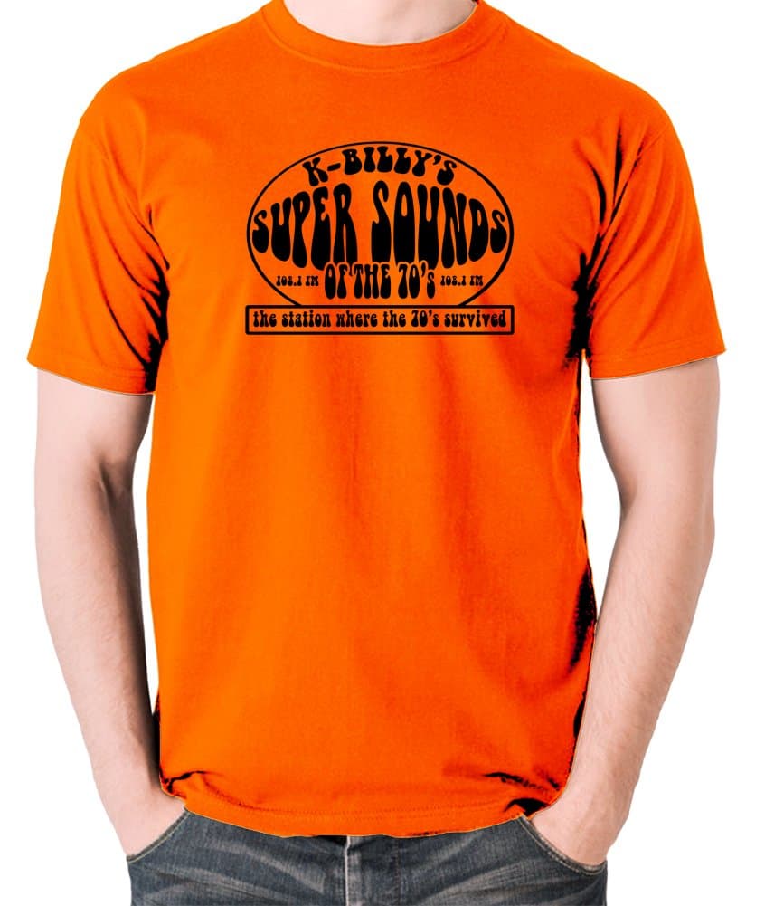 Reservoir Dogs Inspired t Shirt - K Billy's Super Sounds of The 70's Orange