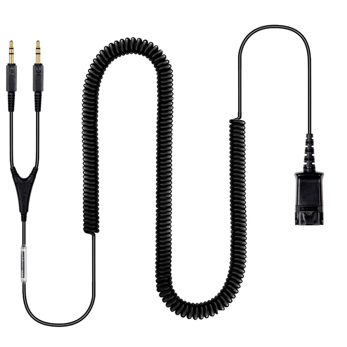 VoiceJoyGold-Plated Headset QD to 3.5mm Quick Disconnect Cable for Plantronics Headsets,Dual 3.5mm Plug into Sound Card on PC Computer