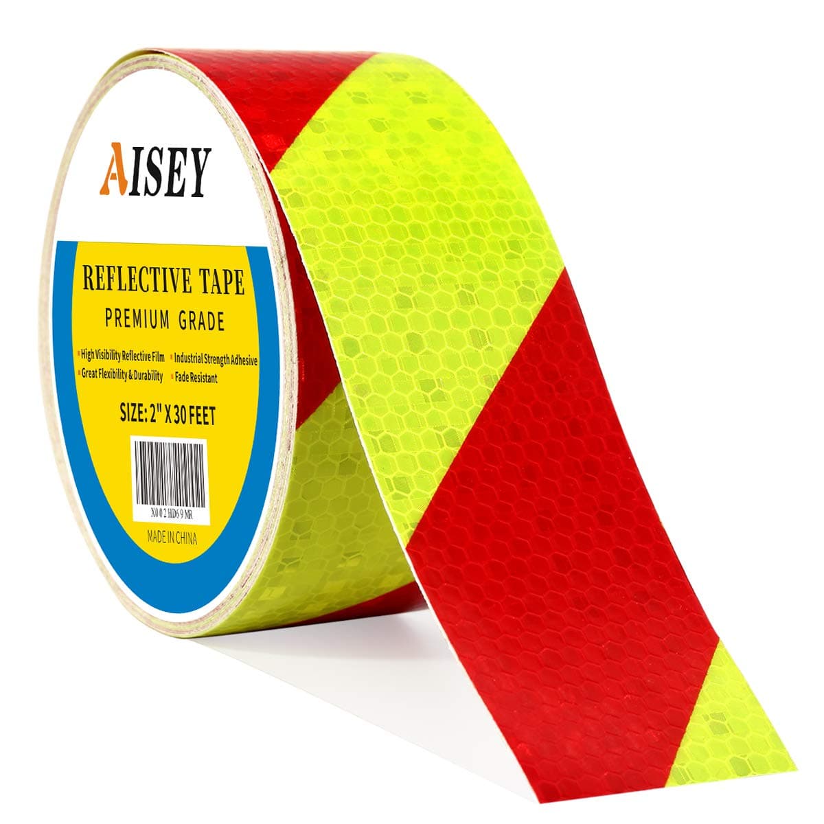 Reflective Caution Tape Conspicuity Waterproof Yellow/Red Safety Strips Tape Outdoor, Reflector Hazard Tape Stickers, Trailer Reflectors 2” X 30ft