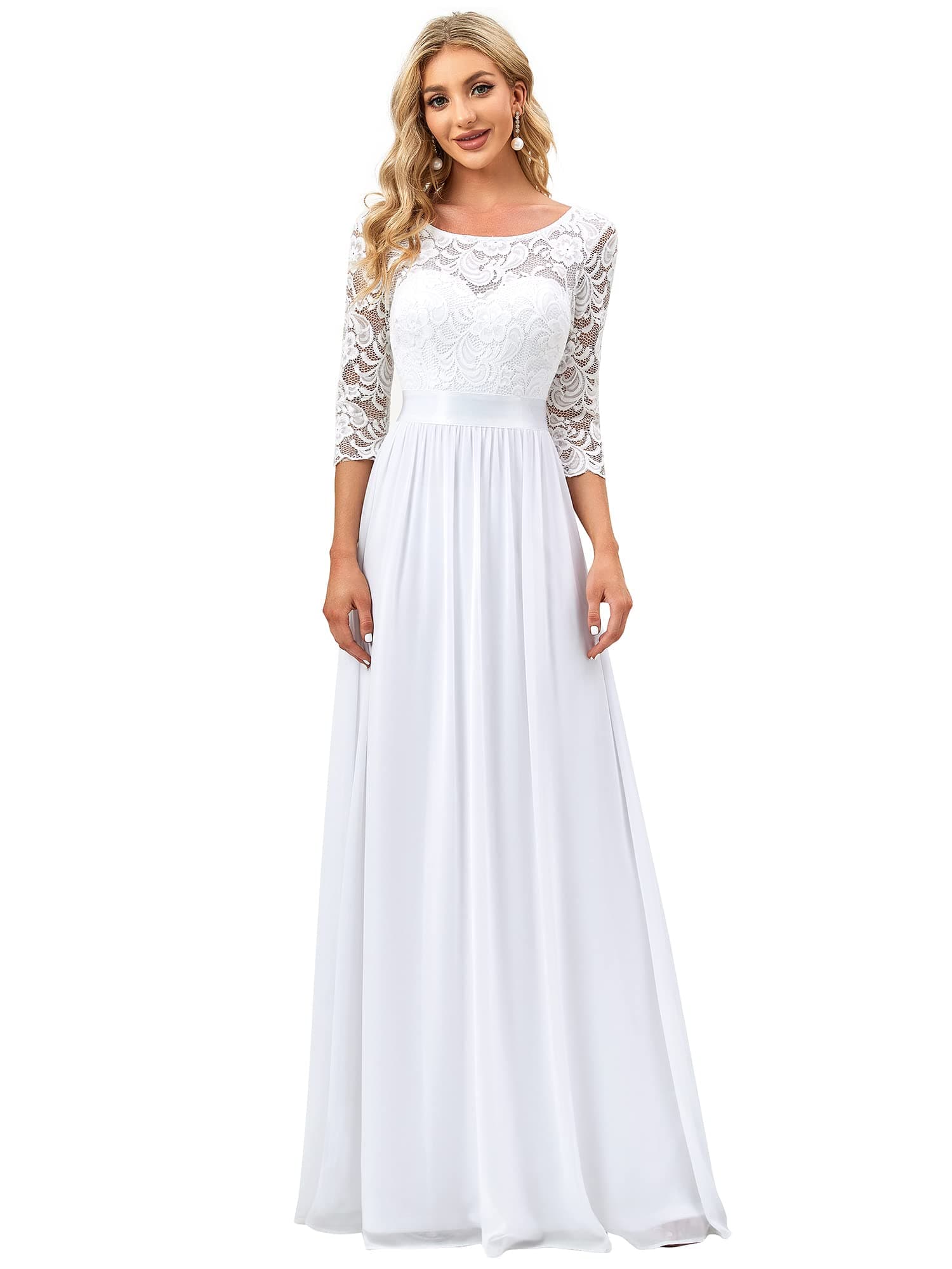 Ever-PrettyWomen's Bridesmaid Dresses 3/4 Sleeve Empire Waist Maxi Mother of The Bride Dresses 07412