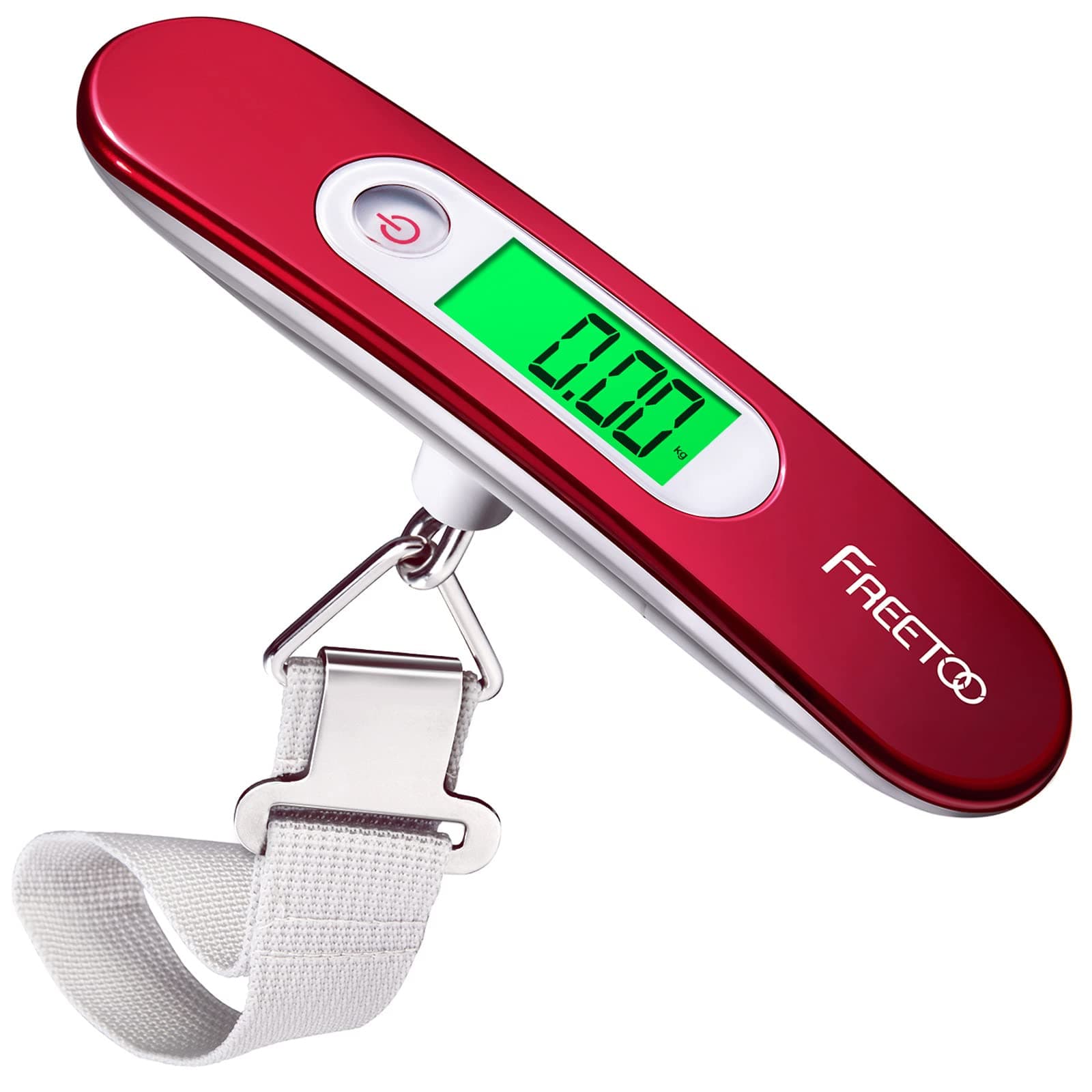 FREETOO Portable Luggage Scale Digital Travel Scale Suitcase Scales Weights with Tare Function 110 lb/ 50KG Capacity, Red