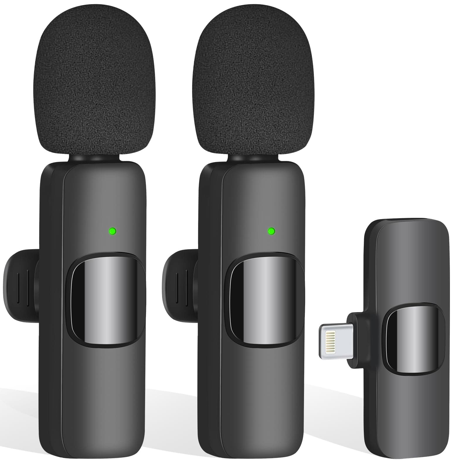 IIQ Wireless Lavalier Microphone for iPhone, Mini Professional Wireless Lavalier Microphone, Wireless Clip Mic, Tiny Microphone for iPad, for Video Recording, Facebook, YouTube(2 Pcs)