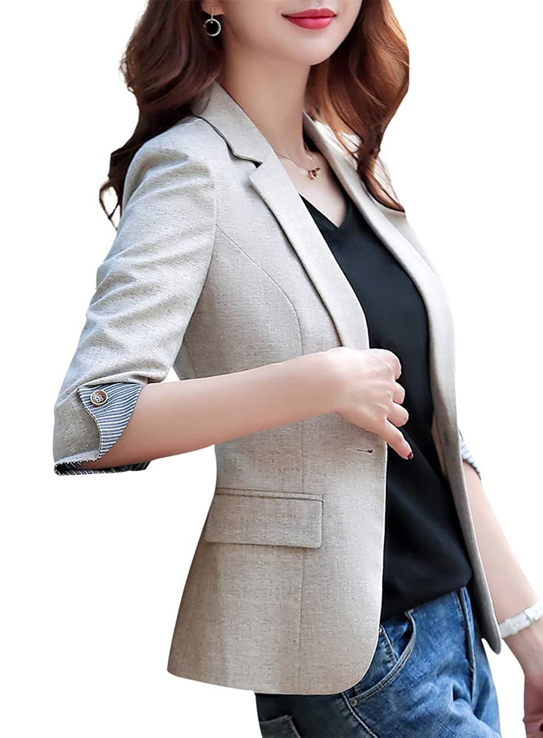 SUSIELADYWomens Casual Jacket Casual Work Blazer Office Jacket Slim Fit Blazer for Business Lady