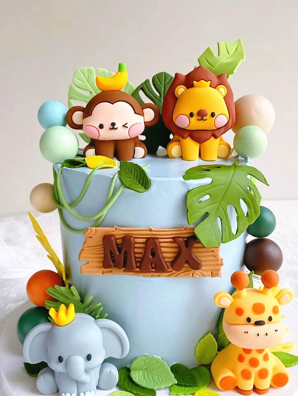 JeVenis Jungle Animals Cake Decoration Wild One Cake Decorations Safari Cake Decorations Giraffe Elephant Lion Tiger Cake Jungle Animals Birthday Party Decoration
