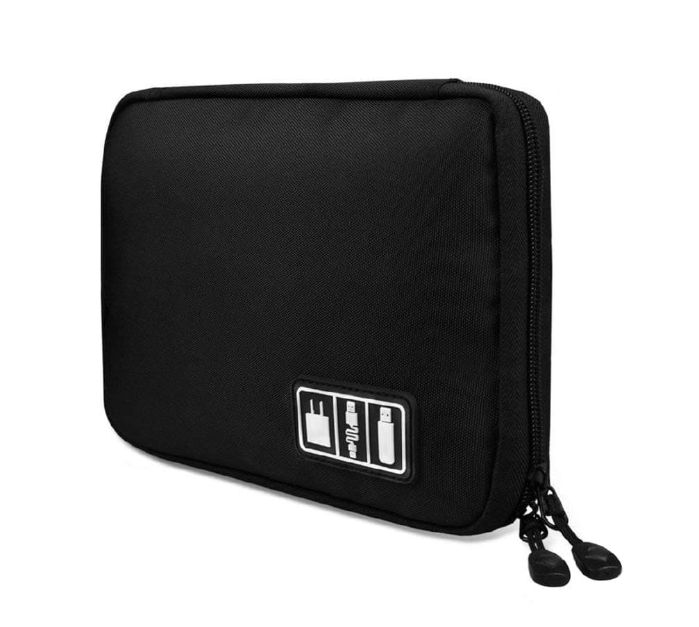 Menzy Electronics Travel Gadget Organizer Tech Bag, Handy Gear Accessories Storage Carrying Bag Pouch for USB Cable SD Card Camera Hard Drive Flash Disk Power Bank - Black