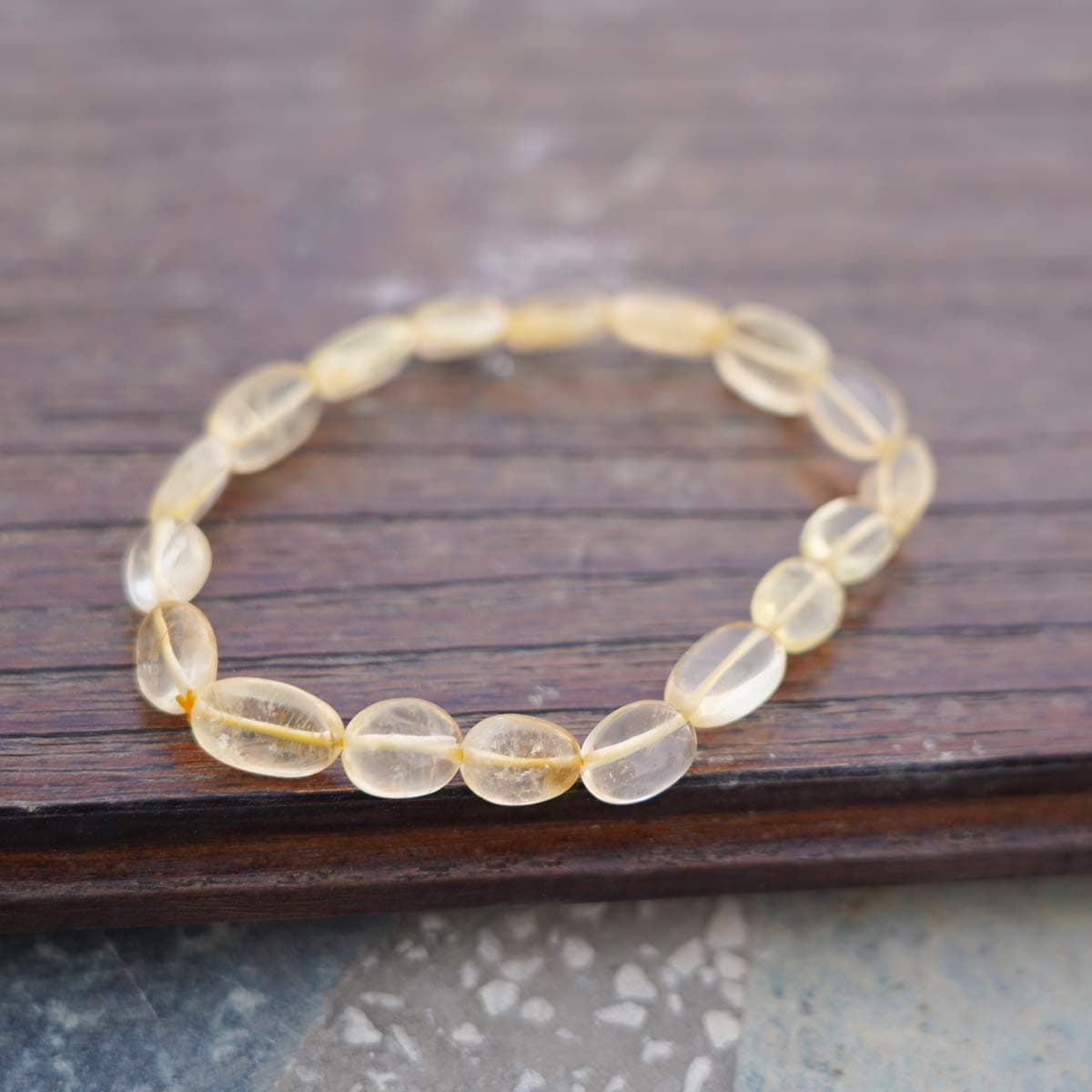 Crocon Genuine Citrine Tumble Stone Beads Healing Bracelet | Stretchable Armband | Unisex | Healing Beads | Jewelry | Size - 7-8 INCH