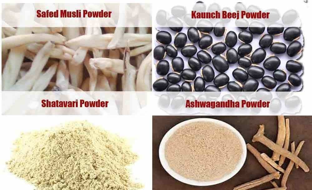 Jadibuti Shatavar, Safed Musli, Kaunch Beej & Ashwagandha Powders (100 GM)Combo