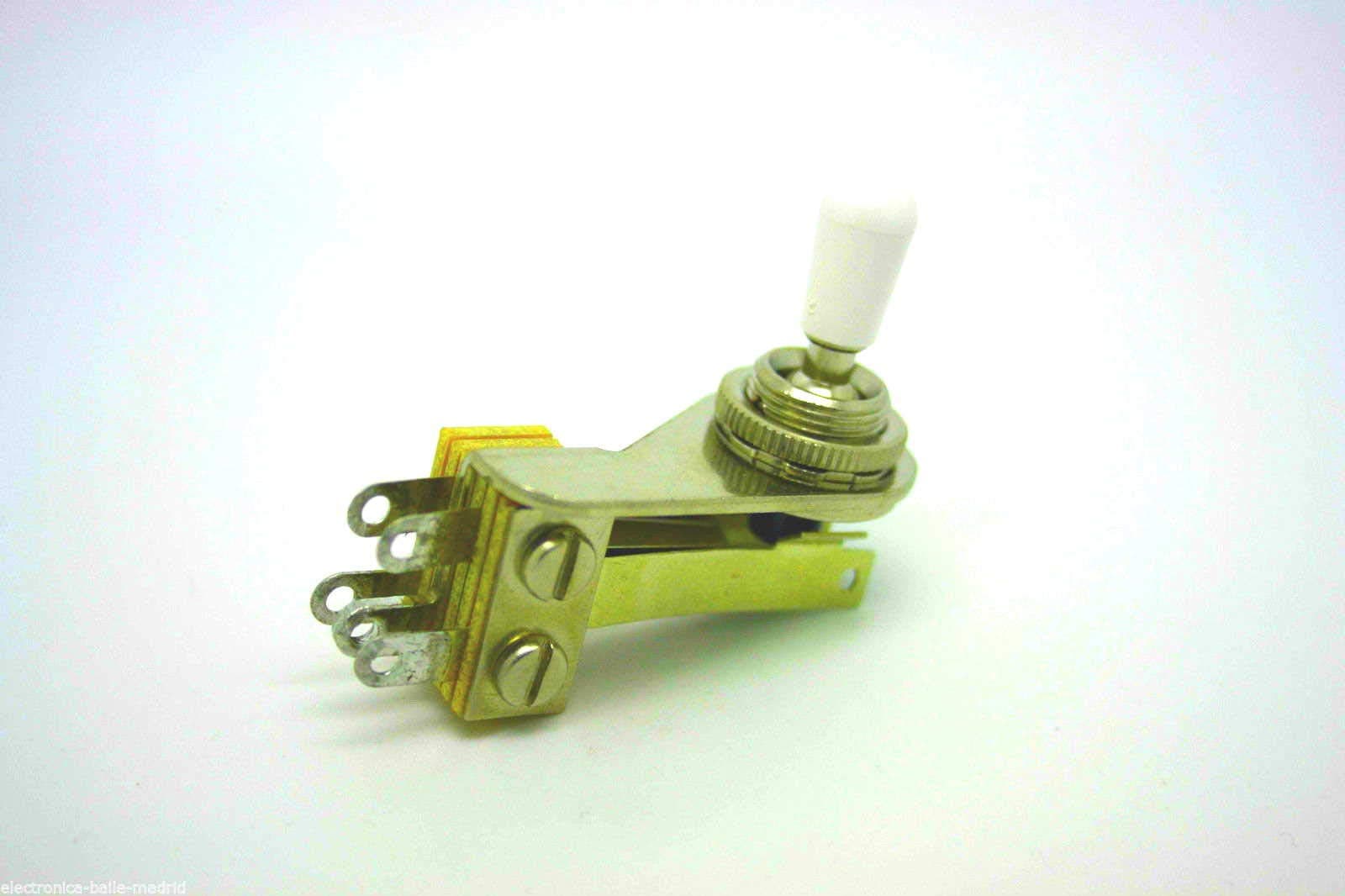 Switchcraft 3-Way Right Angle "L-Type" Toggle Switch w/ Genuine White Switchcraft Tip