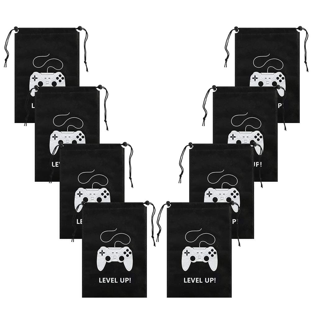 AhlsenL 24 Pack Video Game Party Supplies Gaming Party Bags Drawstring Bags Gaming Party Decorations for Kids Video Game Themed Birthday Party (Level UP!)