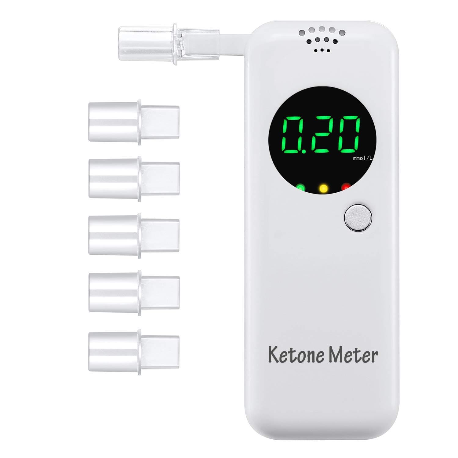 Ketone Meter, Portable Ketones Breath Analyzer, Digital Ketone Breathalyzer, Ketosis Testing with 10 Mouthpieces