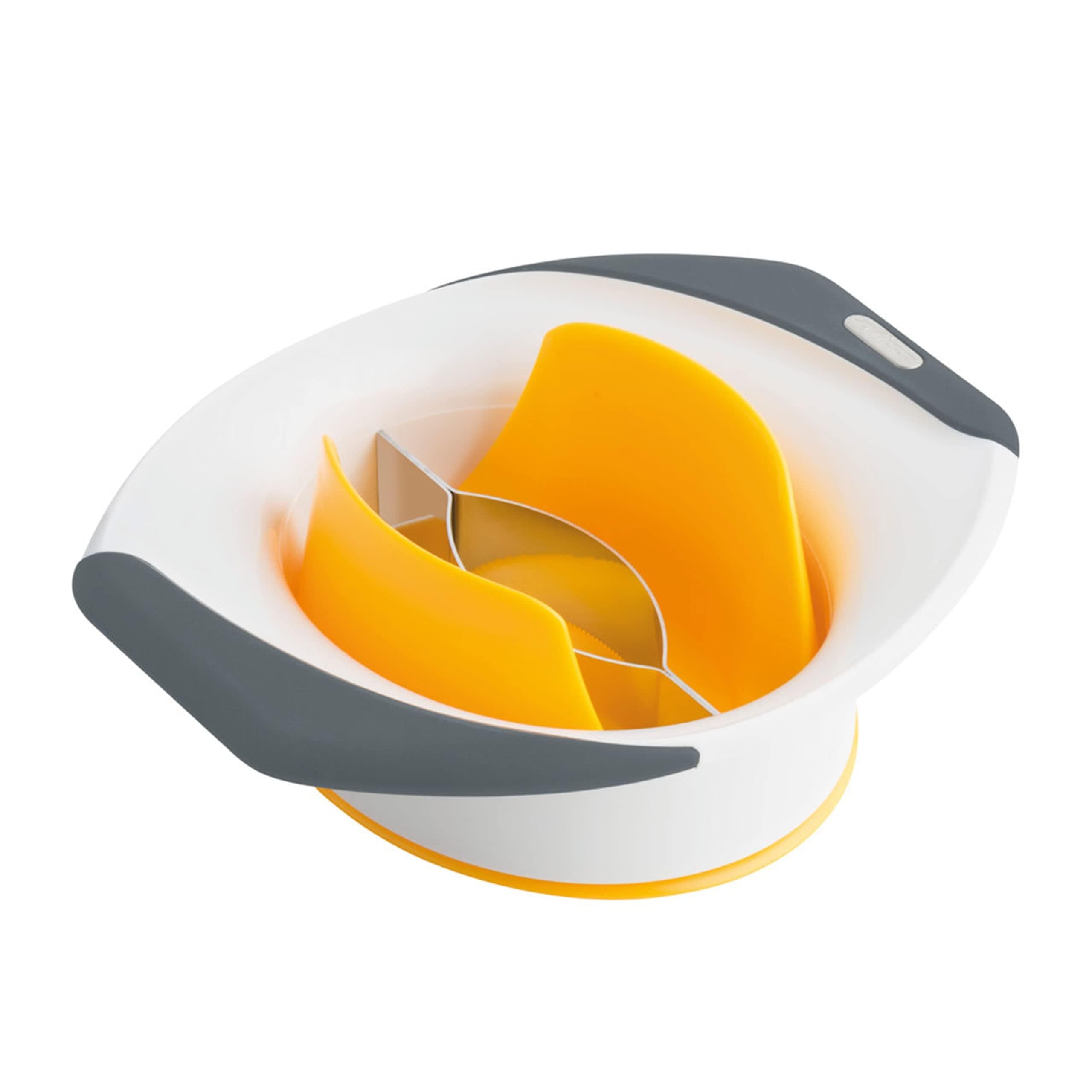 Zyliss 3-in-1 Mango Slicer, Peeler and Pit Remover Tool, White/Orange/Grey