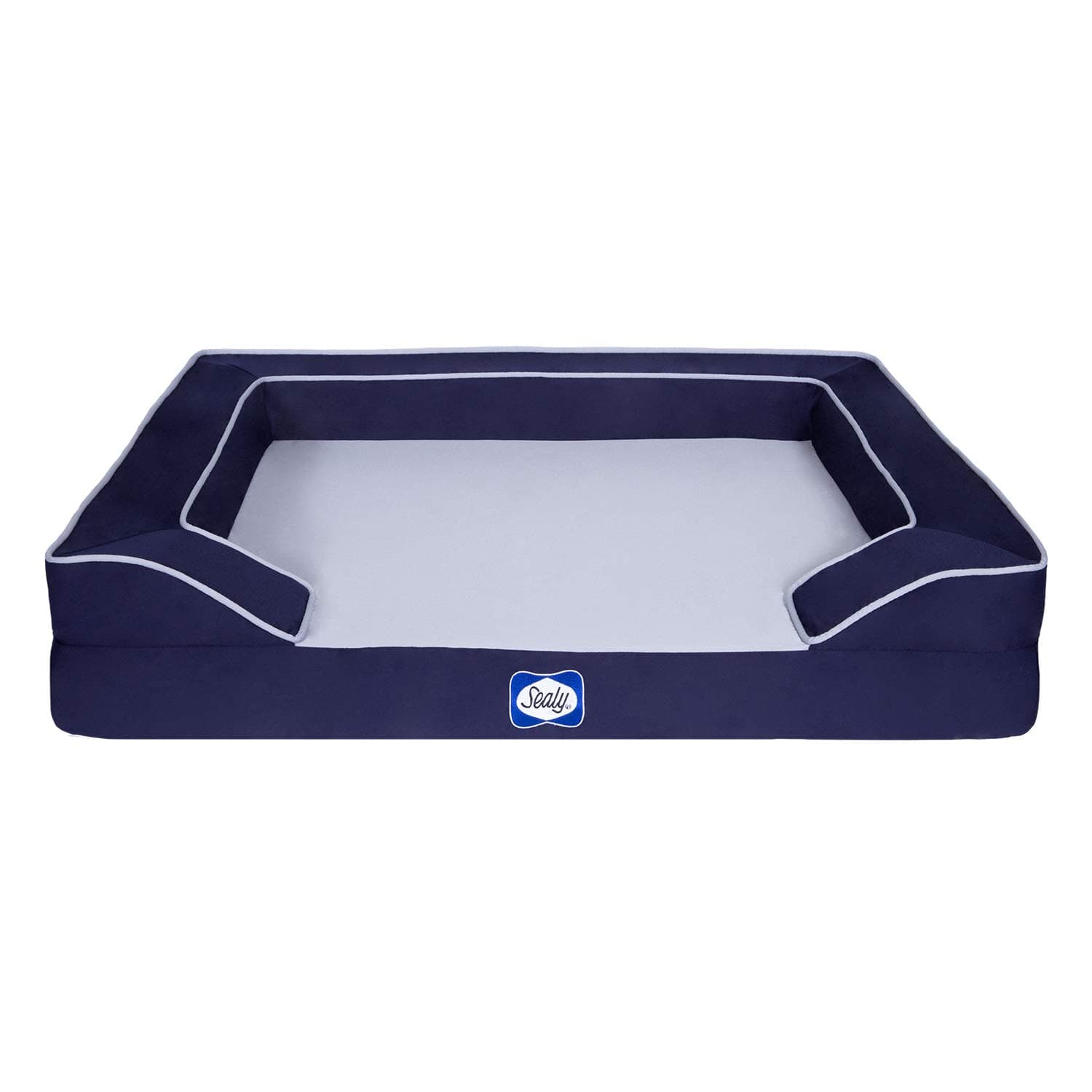 Luxe Dog Bed by Wag | Quad Layer Technology with Memory Foam, Orthopedic Foam, and Cooling Gel. Machine Washable Cover. Navy, Large