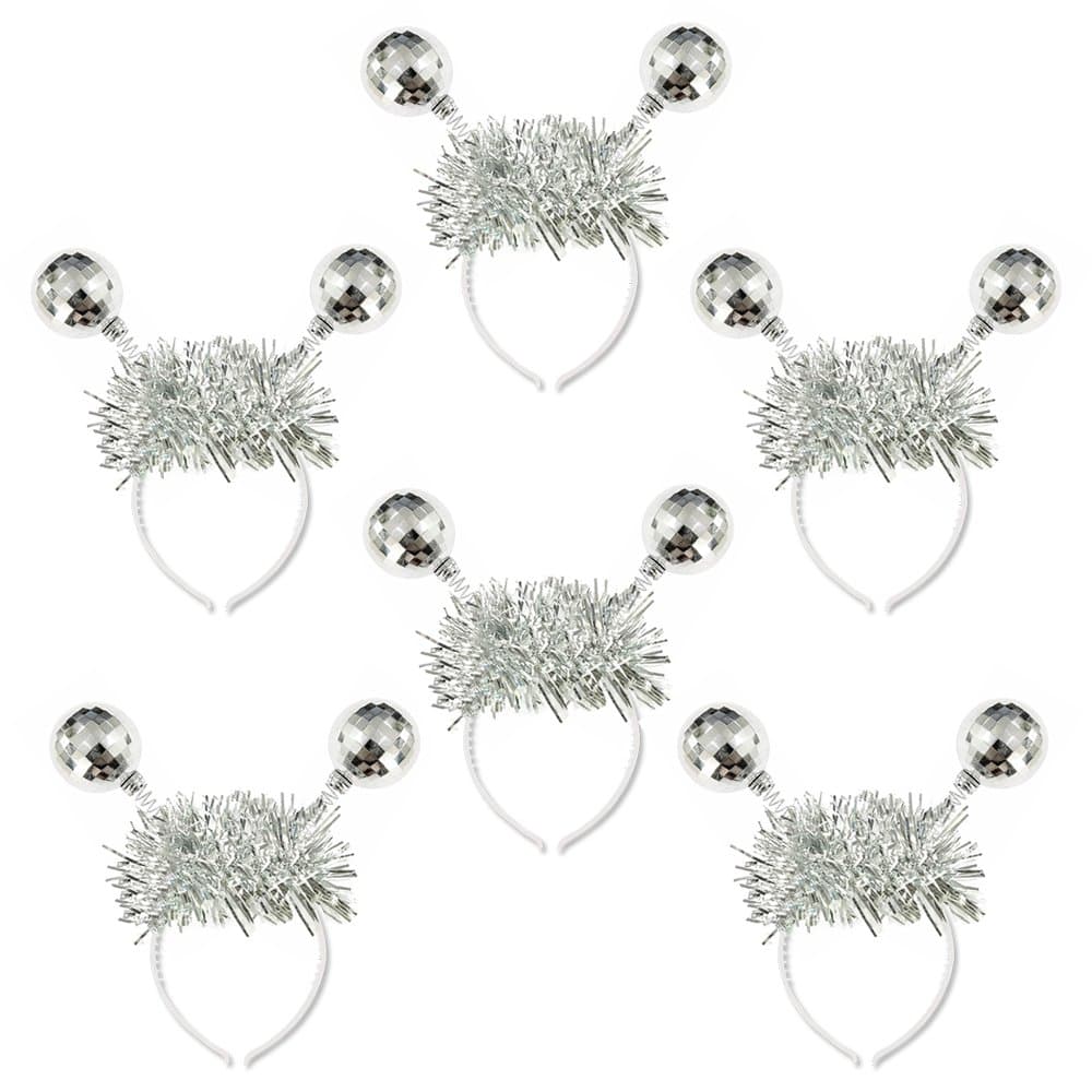 Crazy Night Silver Head Boppers Hair Accessories Silver Disco Ball Boppers-6Pcs