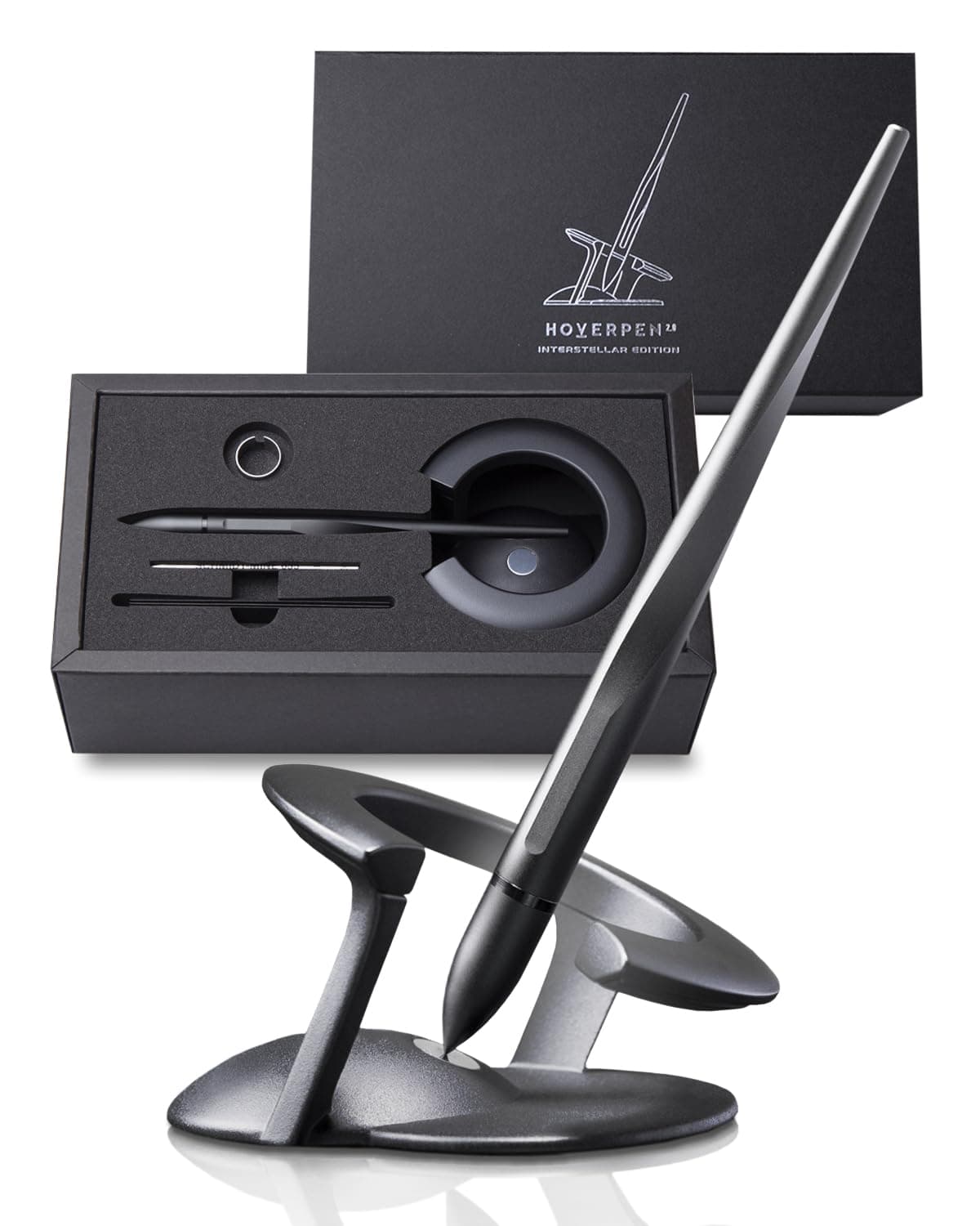 - Hoverpen Interstellar - Space Black, Ballpoint Pen, Unique Conversational Starter, Premium Futuristic Design, Precision Flow Ink, Schmidt Ballpoint Cartridges