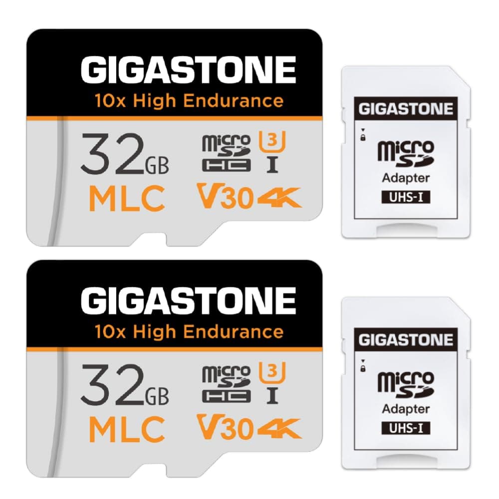 Gigastone 32GB 2-Pack MLC Micro SD Card, High Endurance 4K Video Recording, Security Cam, Dash Cam, Surveillance Compatible 100MB/s, U3 C10