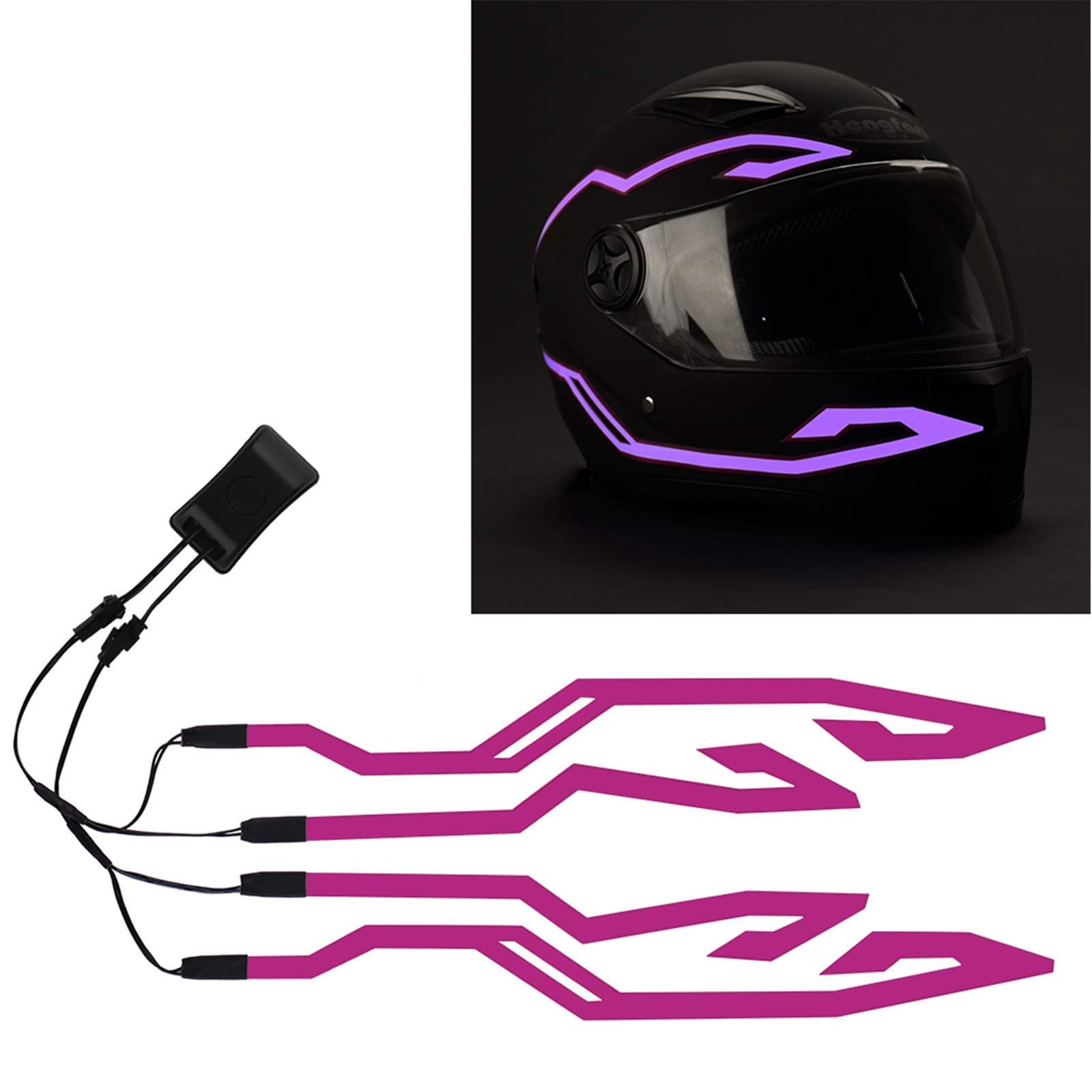 4PCS Upgrade Rechargeable Motorcycle Helmet Light, Night Riding Signal Helmet EL Light Sticker, 3 Mode Led Helmet Light Strip Accessories for Motorcycle, Bike Helmet (Purple, Rechargeable Powered)