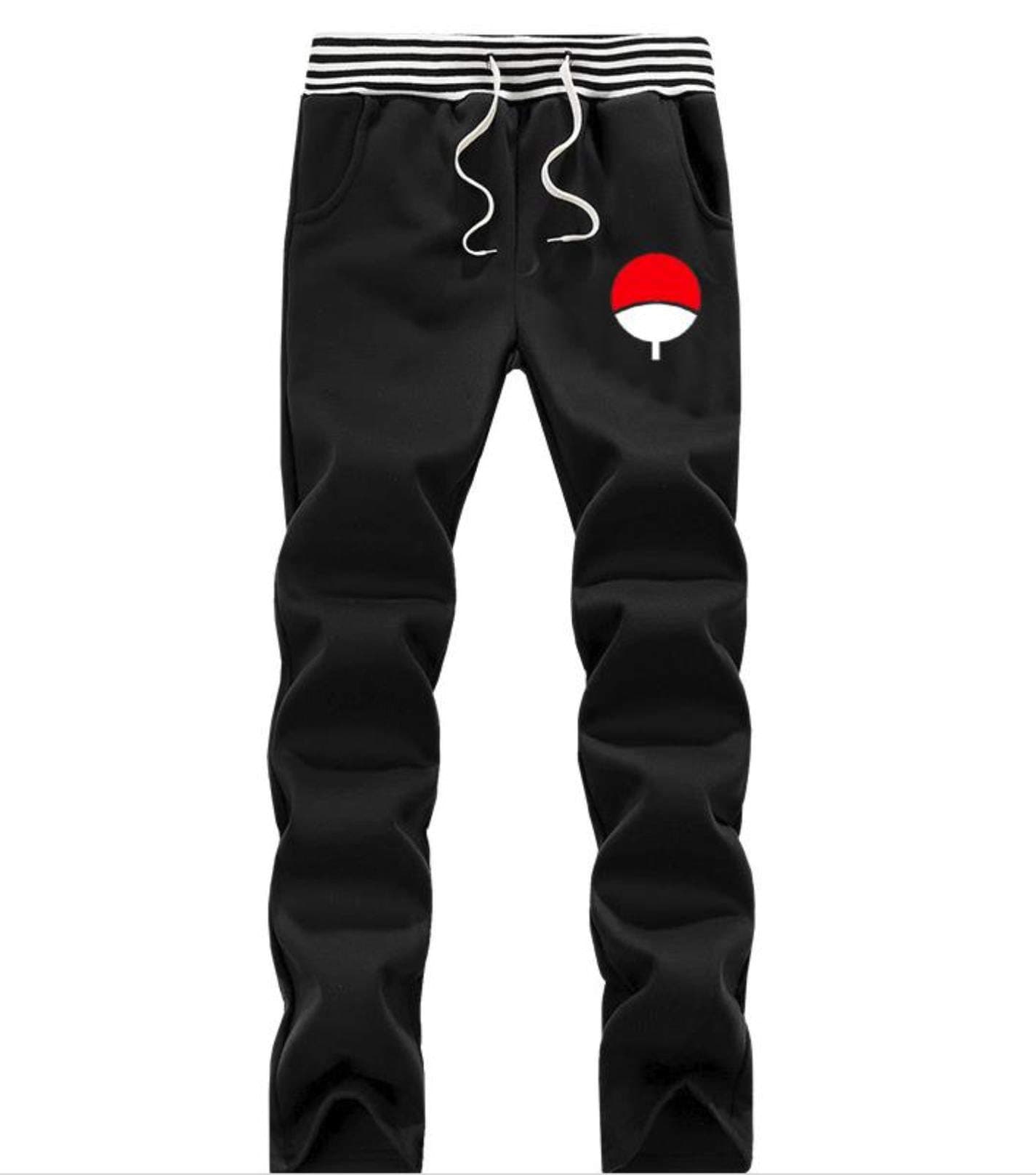 OTuOU Men Anime Naruto Print Sweat Fleece Jogger Uzumaki Naruto Uchiha Sasuke Pant
