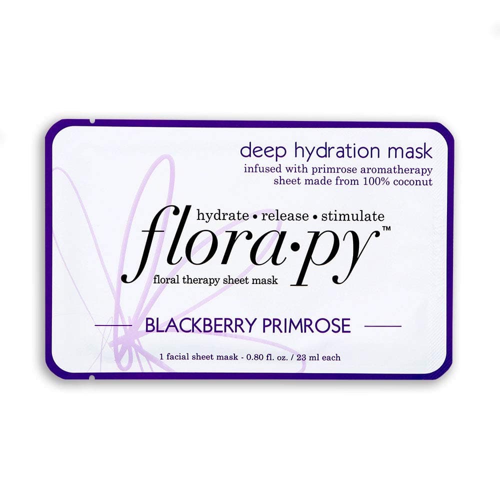 Aromatherapy Facial Sheet Mask - Hydrating - Moisturizing - Essential Oils - Deep Hydration Blackberry Primrose (Single) by Florapy Beauty