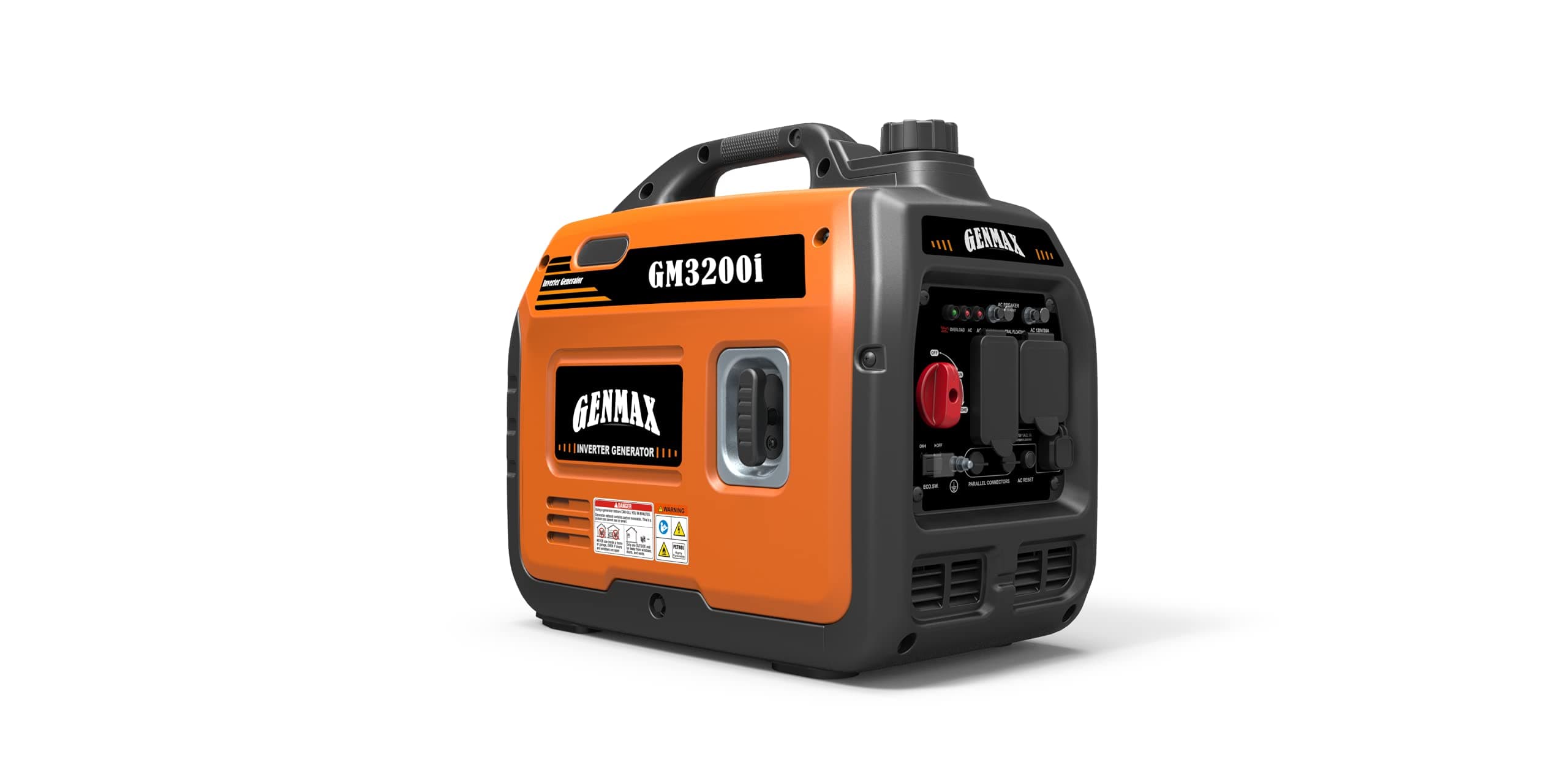 GENMAX Portable Generator, 3200W Ultra-Quiet Gas Motor and RV Ready, EPA Compliant, Eco-Mode Function, Ultra Lightweight for Backup Home Use and Camping (GM-3200i)