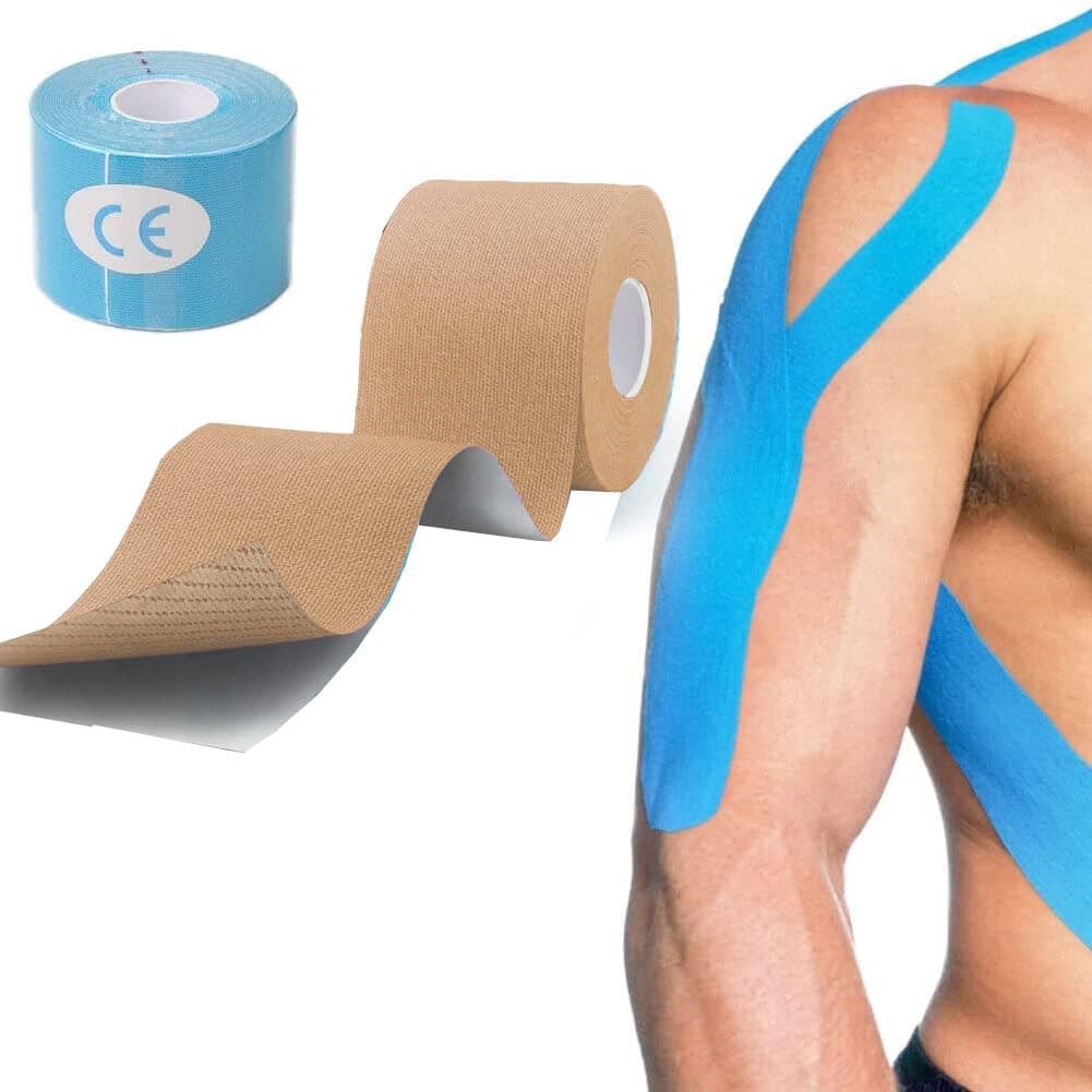 ayushicreationa Kinesiology Tape Athletic Muscle Strain Injury Support Sports Bandage Reduce Pain Protector for Gym Running Waterproof Multicolor 5 CM x 5 Meter Beige Color