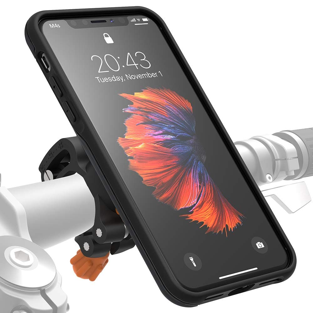 MORPHEUS LABS M4s iPhone XS Max Bike Mount, Phone Holder & iPhone XS Max Case, Bicycle Cell Phone Holder, Adjustable, fits Most Handlebars, 360 Rotation Stand, Bike Kit for iPhone XS Max [Black]