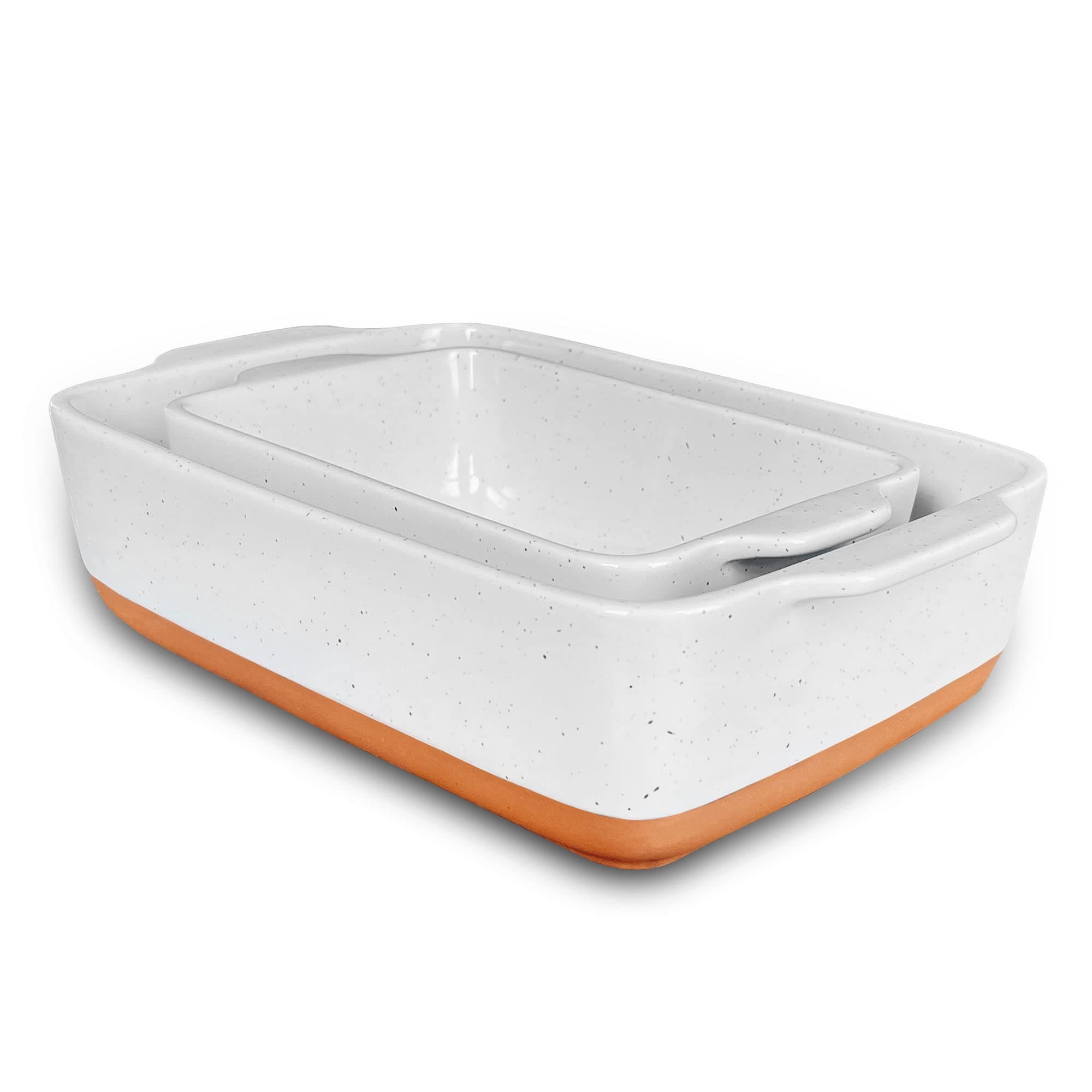 CERAMICS HIT PAUSE 7x11in & Loaf Baking Dishes - Porcelain Casserole & Bakeware, Oven-to-Table, Freezer Safe - Set of 2, White