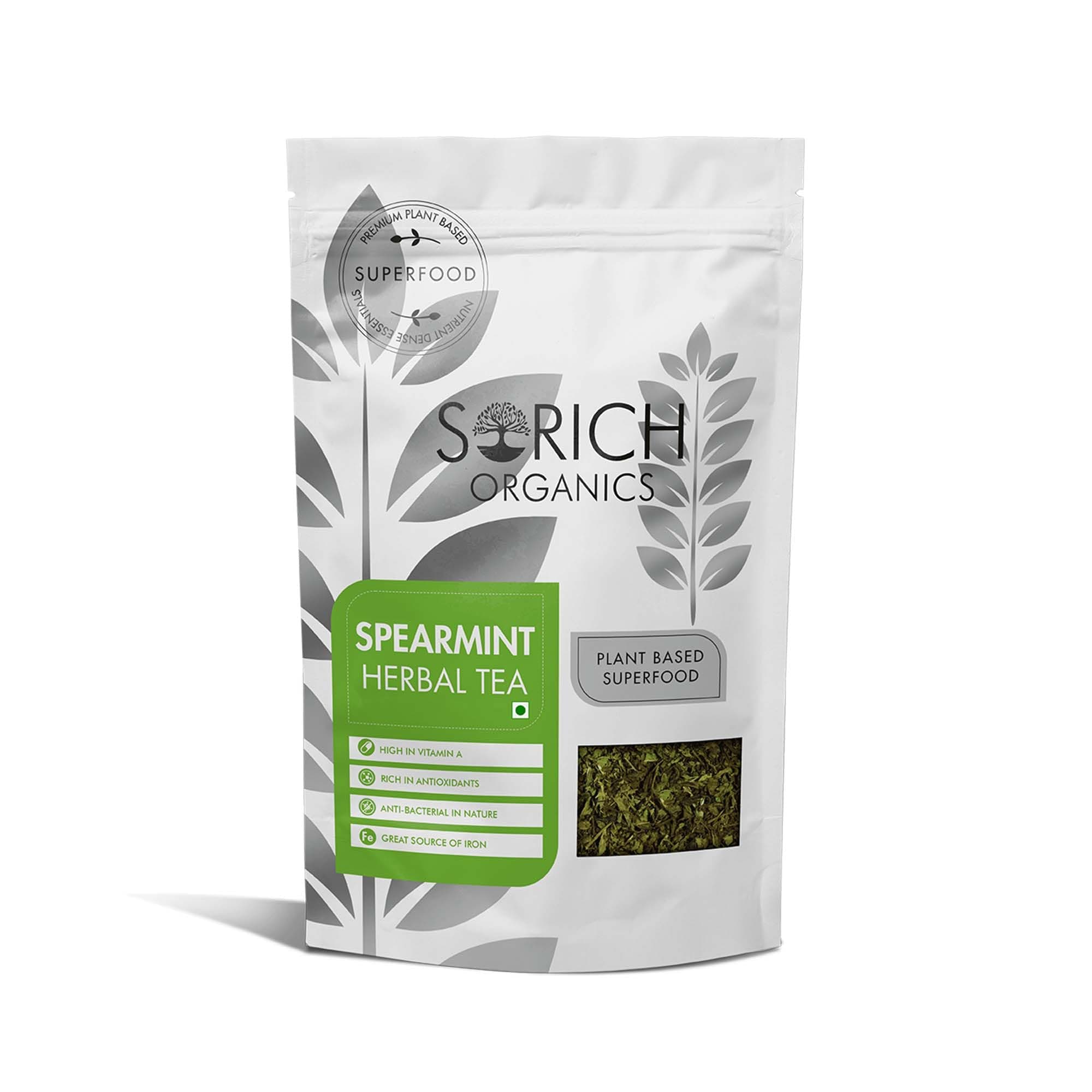 Sorich Organics Spearmint Herbal Tea for PCOS Unwanted Hair - 50 Gm - Helps in Hormonal Imbalance & Memory | Organic Spearmint Leaves | Antioxidants Rich | Refreshing Tea | Stress Relief | Pure Herb