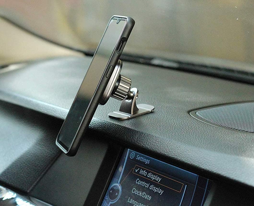 MAZU Universal 360 Degree Rotation Magnetic Mobile Holder for Car Dashboard Windscreen or Work Desk for All Smartphones and GPS Accessories with Two Metal Plates (Silver Antique Chrome)