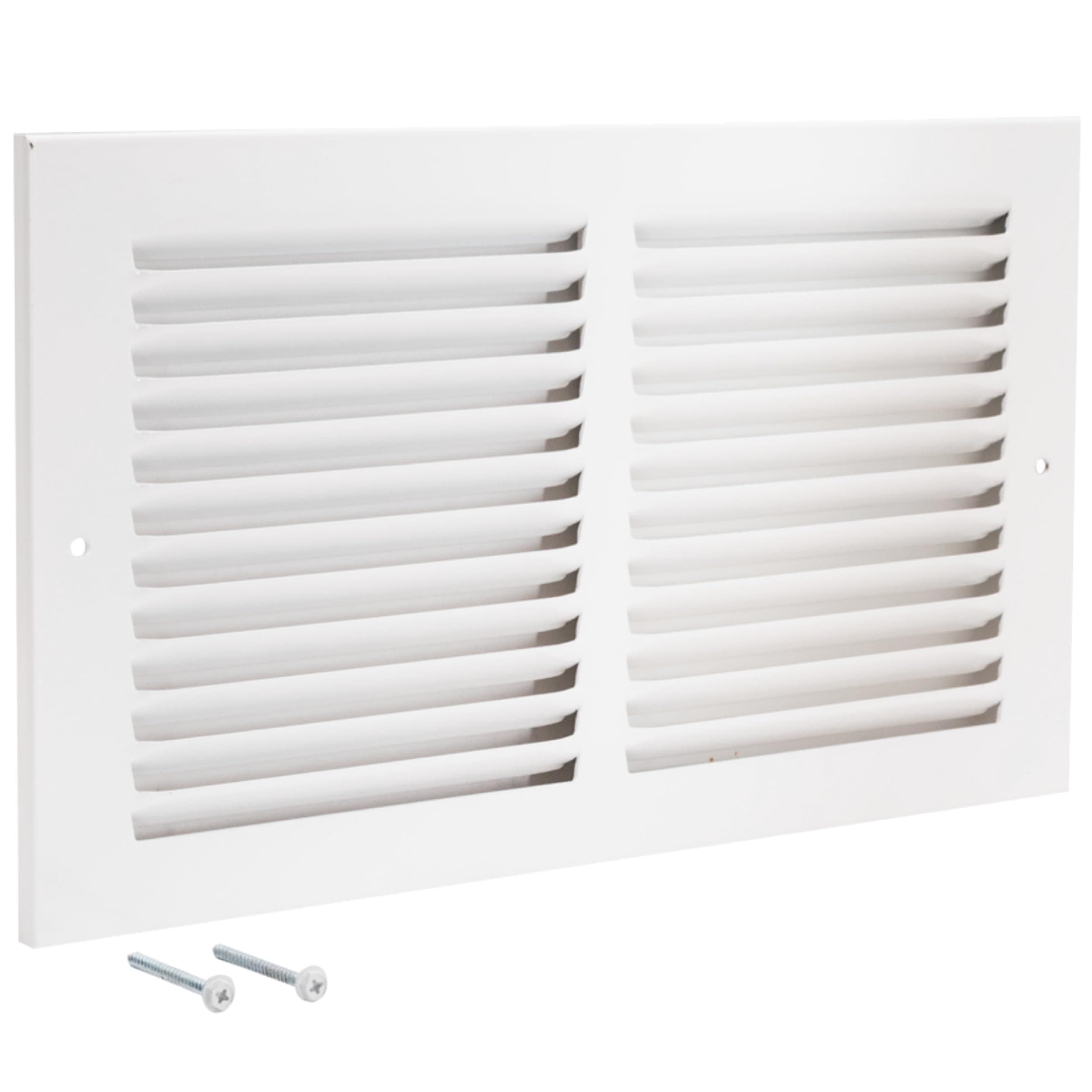 EZ-FLO 12 x 6 Inch (Duct Opening) Return Air Vent Cover for Wall or Ceiling, Solid Steel Return Air Grille, HVAC Vent Cover, White, 61626