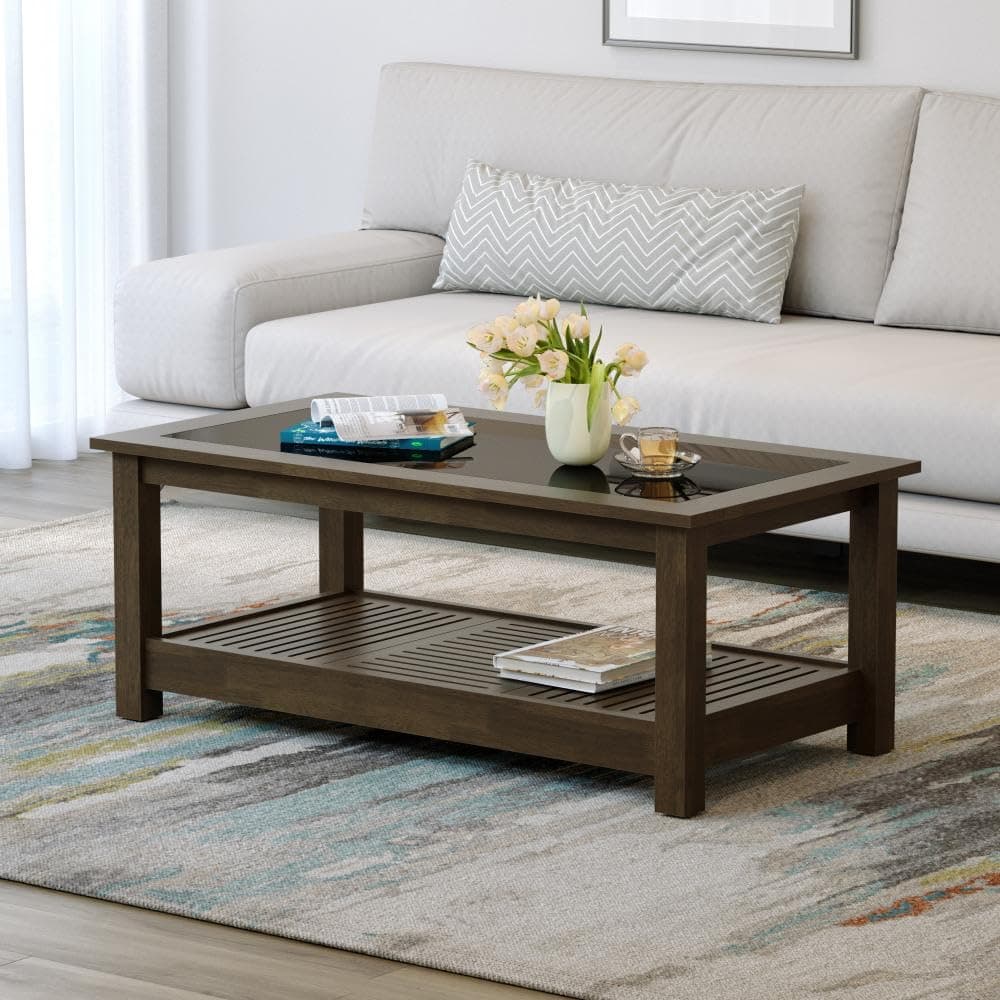 Coffee Table | 3 Year Warranty | Center Table, Tea Table, Center Table for Living Room, Coffee Table for Living Room, Solid Wood (Galao - Smoked Brown)