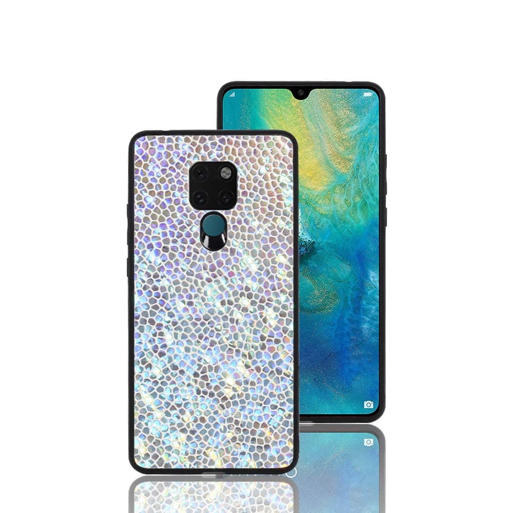 LittleBlack Huawei Mate 20X Case, Compatible Huawei Mate 20X Glitter Case, Gradient Honeycomb Shape Series Magic Case,Bling Girls Women Case for Huawei Mate 20X (Silver)