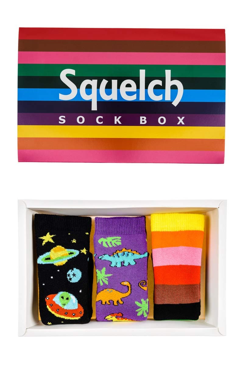 Squelch Childrens Sock Boxes For Welly Boots - Kids Colourful Socks, Wellies and Wellington Rainsocks