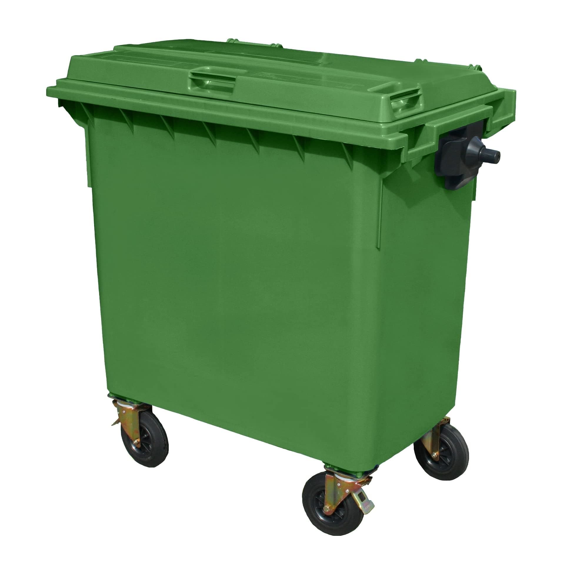 Green 770 ltr Wheelie Bin - Mid Size 4-Wheel Wheelie Bin - Tough & Durable - For All Your Outdoor Rubbish & Recycling - EN840 Certified & Tested