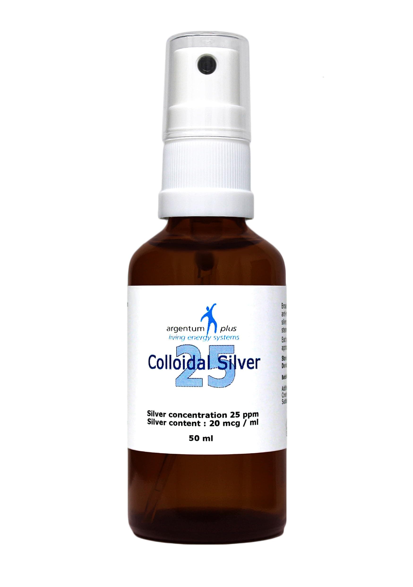 Colloidal Silver 25 ppm - 50 ml Spray in Amber Glass