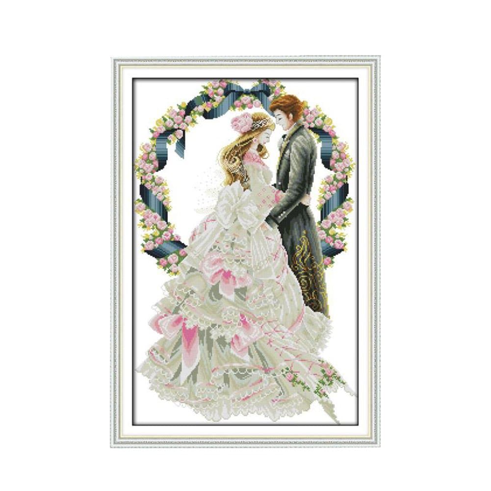 Wedding Stamped Cross Stitch Kits Bride and Groom Acurate Pre-Printed Counted Cross Stitch Wedding Gift - Romantic Wedding
