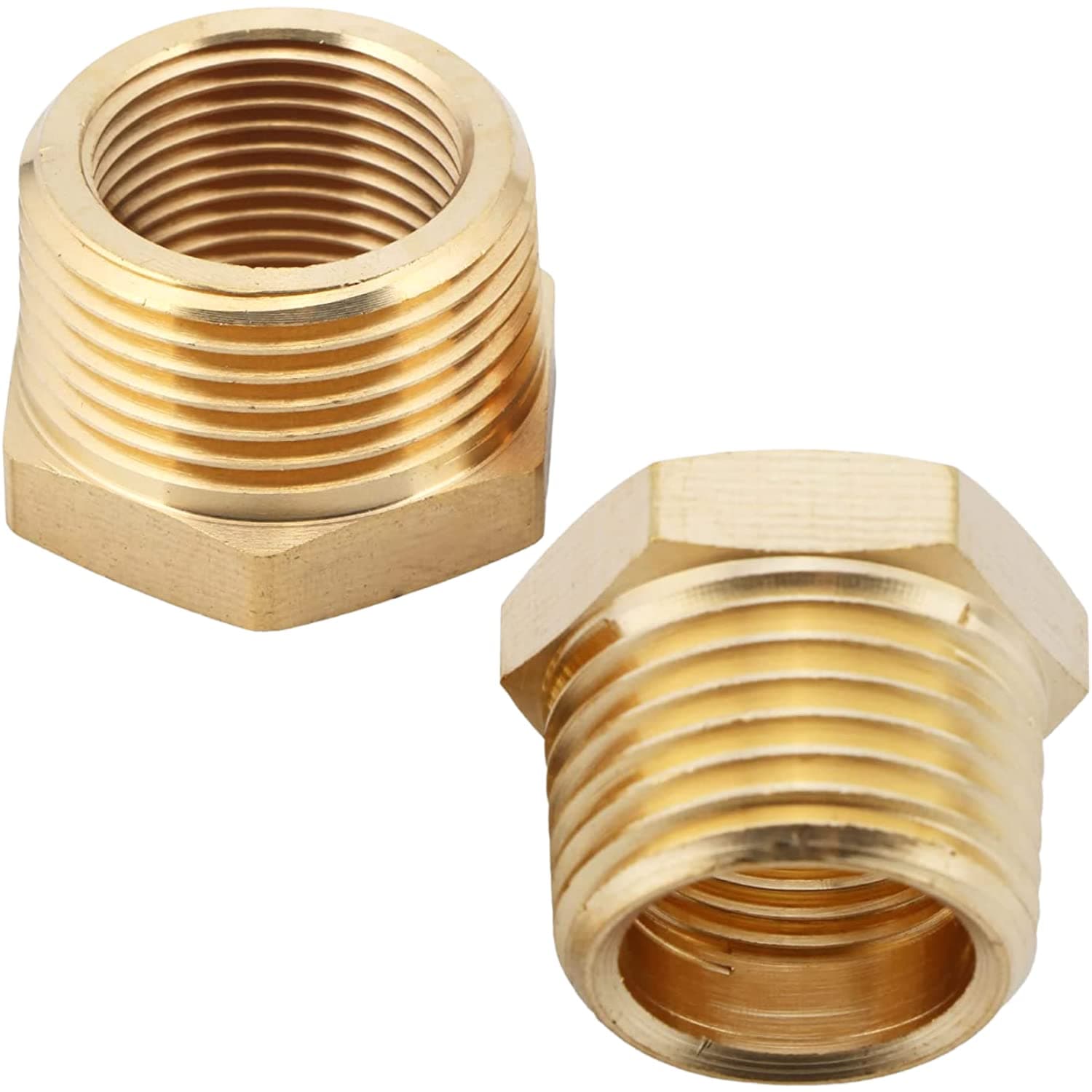 2pcs 1" NPT Male x 3/4" NPT Female Brass Reducer Hex Bushing Threaded Fitting Adapter by CX WONDERLAND