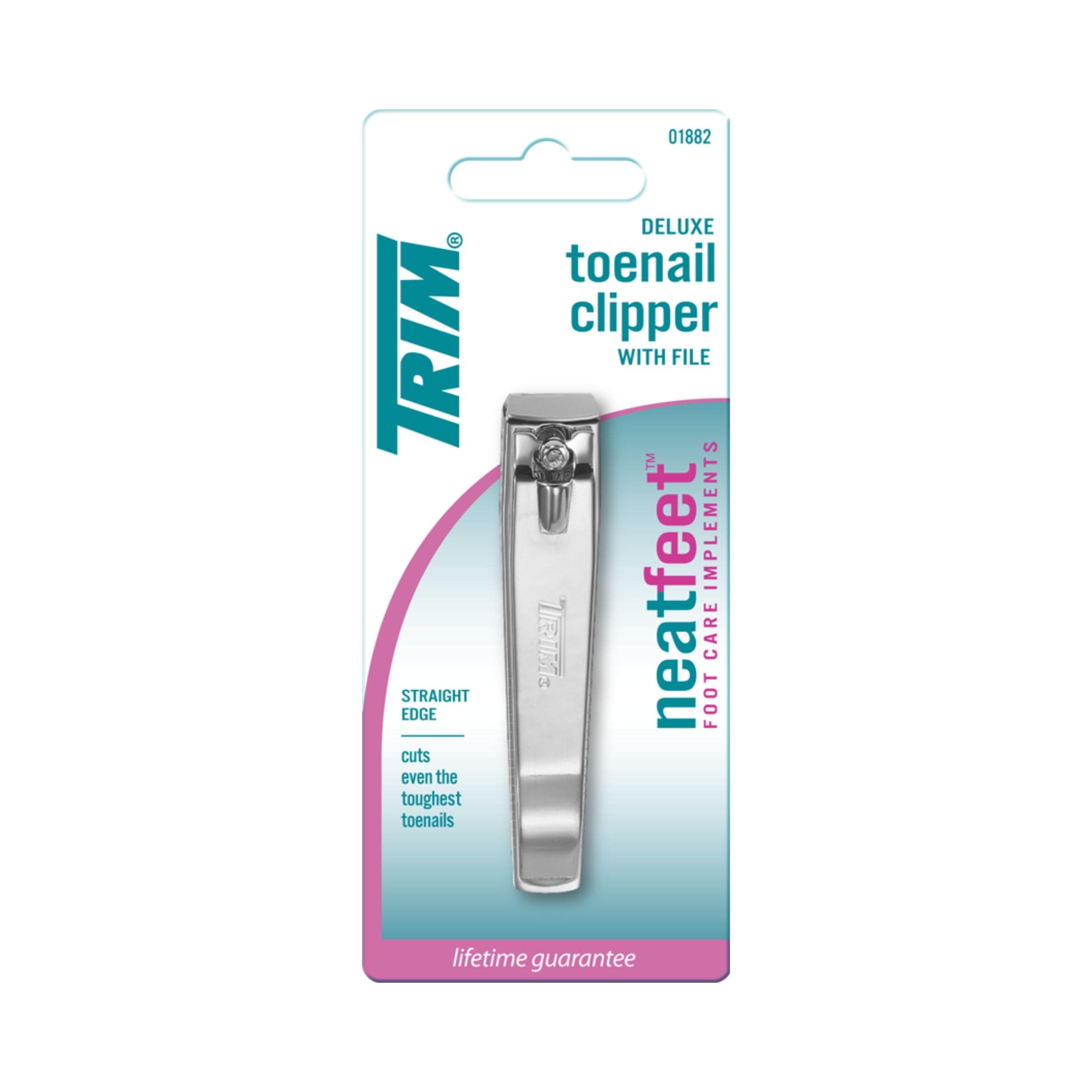 Trim Neat Feet Foot Care Implements Deluxe Toenail Clipper with File, Straight Edge, Stainless Steel, Cuts Toughest Toenails, Helps with Ingrown Nails, Ultra Sharp, Nail Care Tool, 1 Count