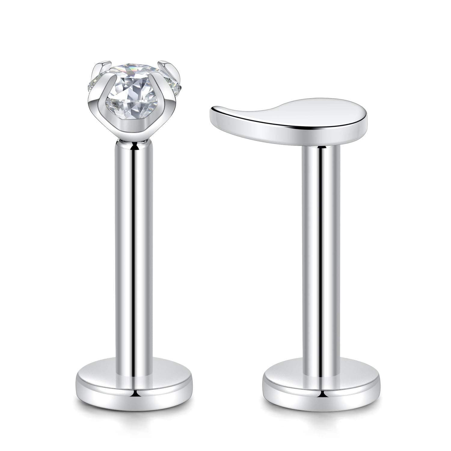 PEAKLINKTitanium Crystal Labret Studs16G Labret Jewelry Labret Internally Threaded Earring Helix StudsTragus Cartilage Conch Ear Piercing Body Jewelery Lip Monroe Studs 6 8 10mm