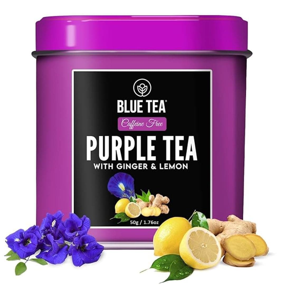 Purple Tea - Lemon & Ginger | SUPER ANTIOXIDANT | Caffeine free | Purple Tea (50g) | Eco-Sustainable Tin Packaging