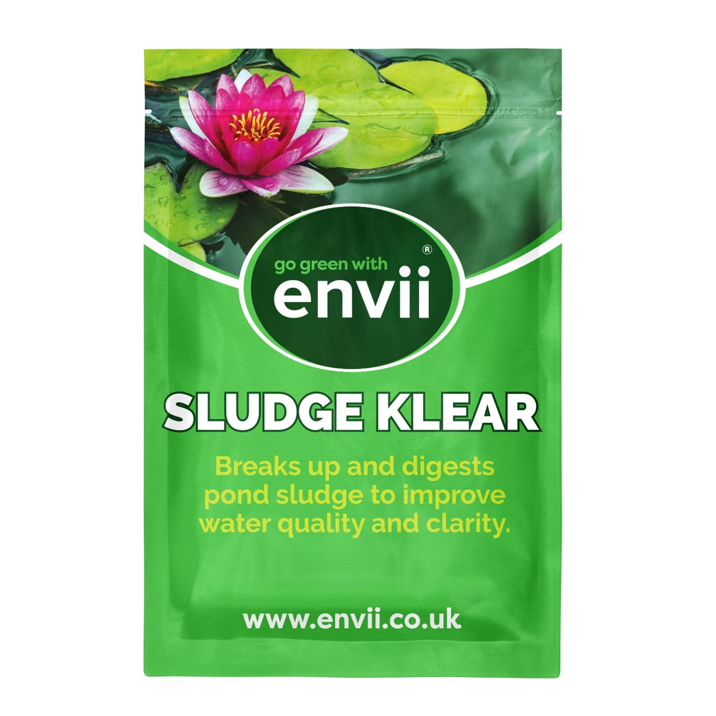 envii Sludge Klear Pond Sludge Remover, Natural Bacteria Sludge Buster Digests & Controls Organic Waste, Safe for All Fish & Wildlife Treats Up To 60,000 Litres (13,200 Gallons)