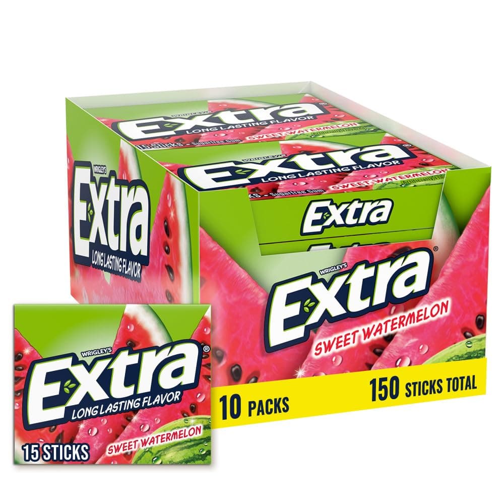 Wrigleys Extra Sweet Watermelon Sugarfree Chewing Gum Box Of 10 x 15 Stick Packs