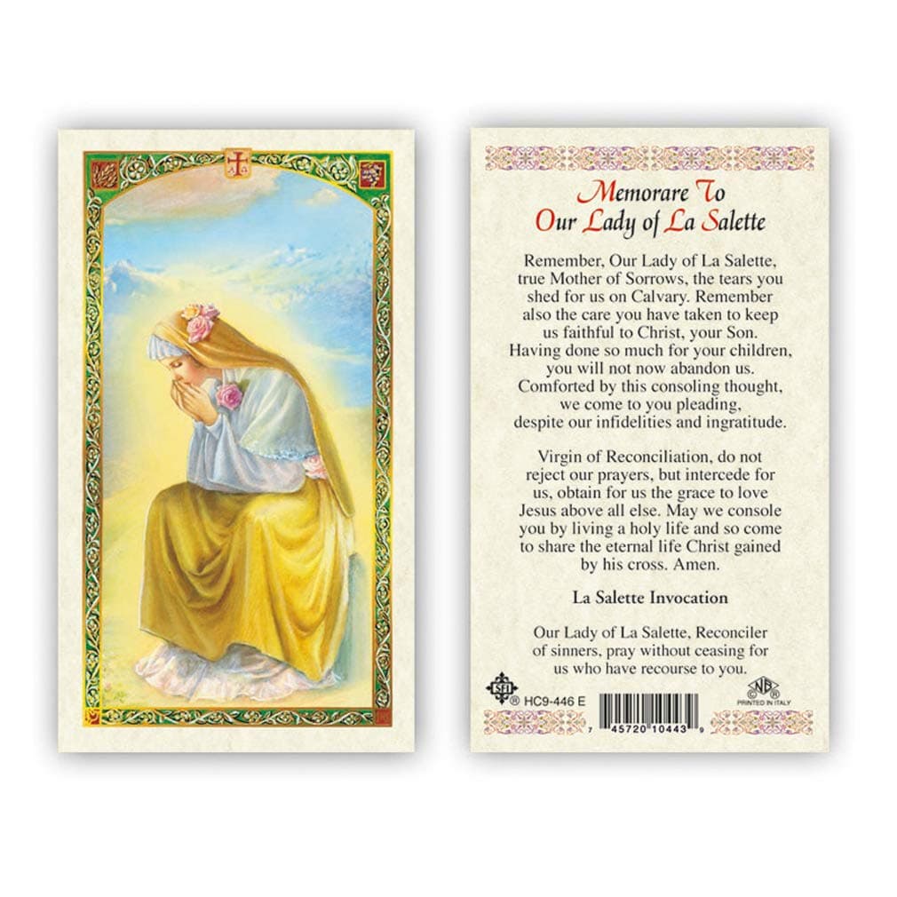 Gigi's Classy Kids Memorare To Our Lady of La Salette Laminated Prayer Cards - Pack of 25- English