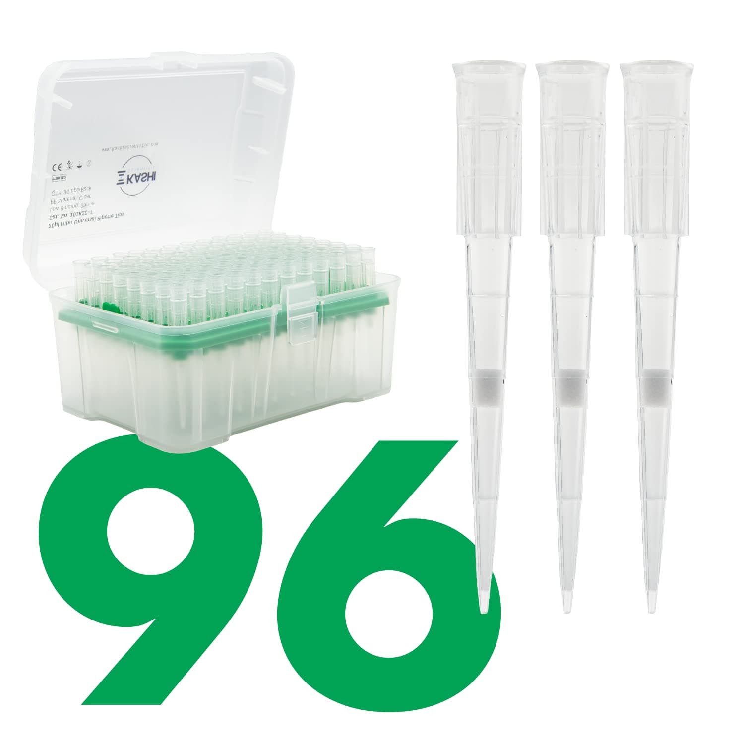 20uL Filter Pipette Tips - Kashi Scientific Universal Lab Pipette Tips for P20 Pipettes - Sterile Pipette Tips 20 ul - DNase/RNase/Pyrogen Free, Low Binding, 1 Rack of 96 Tips