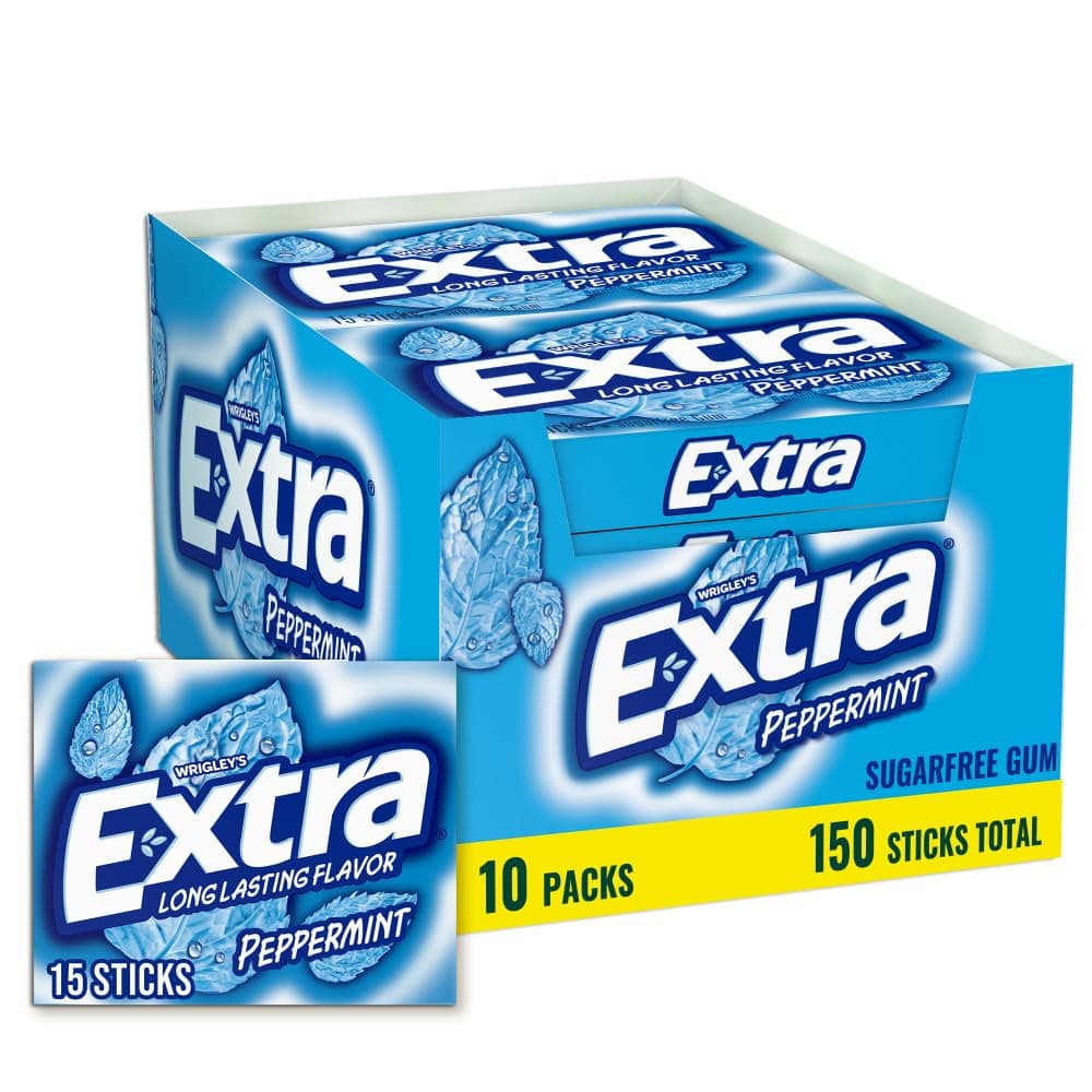 Extra Peppermint Sugarfree Gum, (Pack of 10) by Extra