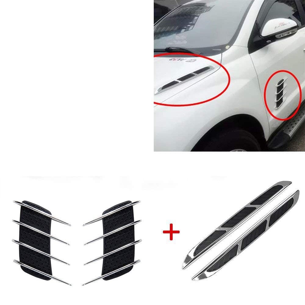Duoles Hood Side Shark Gill Simulation Air Flow Vent Fender Sticker for Car