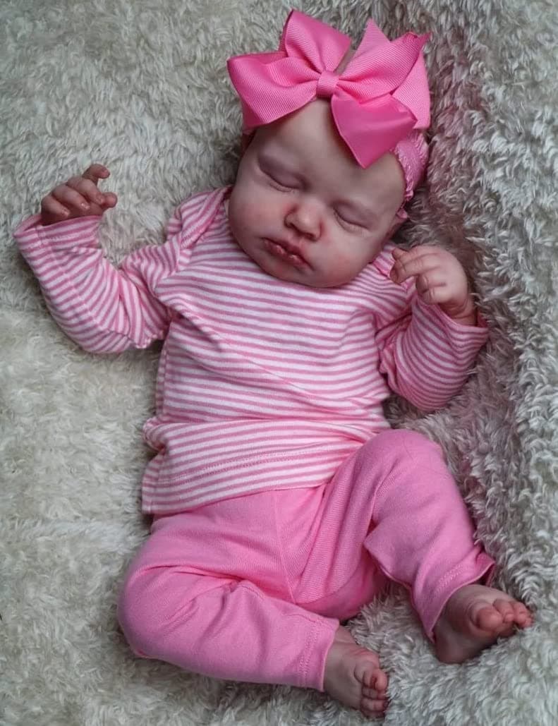 Reborn Baby Doll Clothes Accessories Girl 18 inch Pink Striped 3 pcs Set for 18-20 inch Reborn Doll