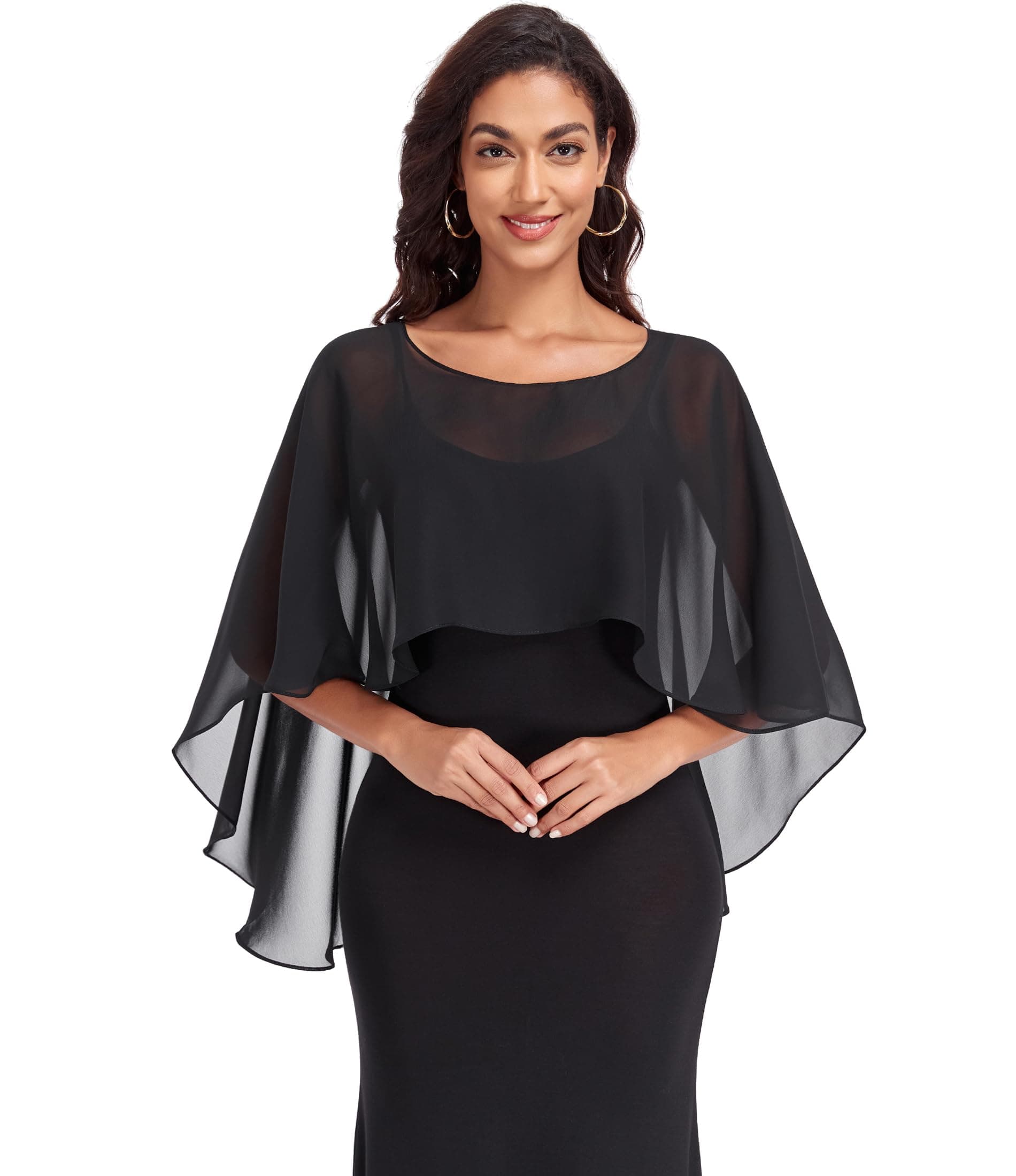 Sheer Shawls and Wraps for Evening Dresses Chiffon Capes for Women Soft Wedding Cover Up