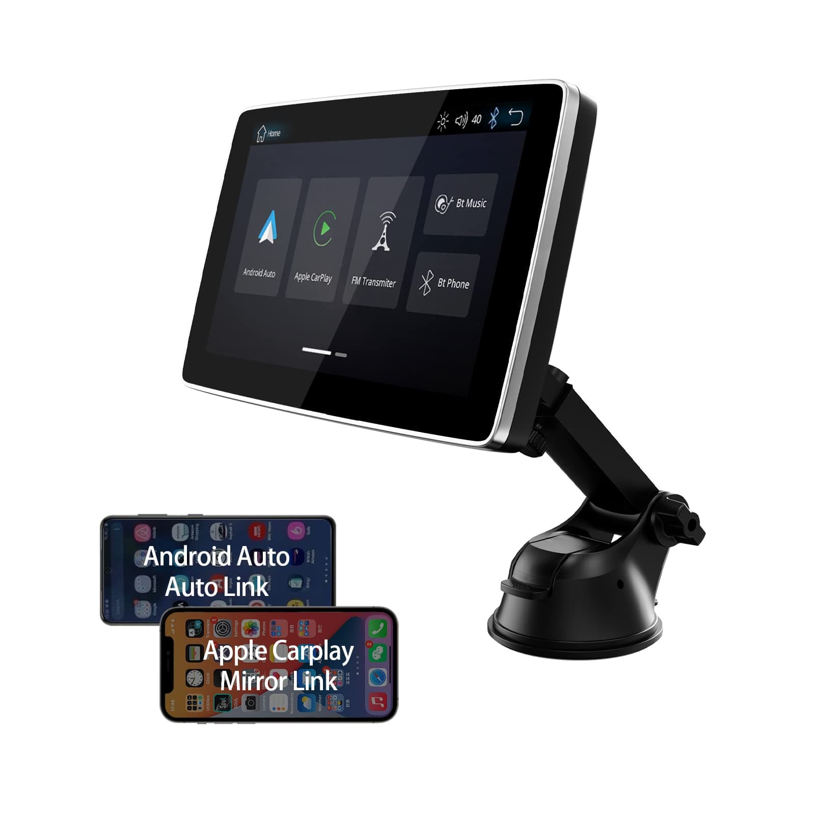 7" Portable Apple Carplay and Android Auto Screen for Car, Apple CarPlay Dash Mount Car Screen with MirrorLink/Bluetooth/Navigation/Voice Control